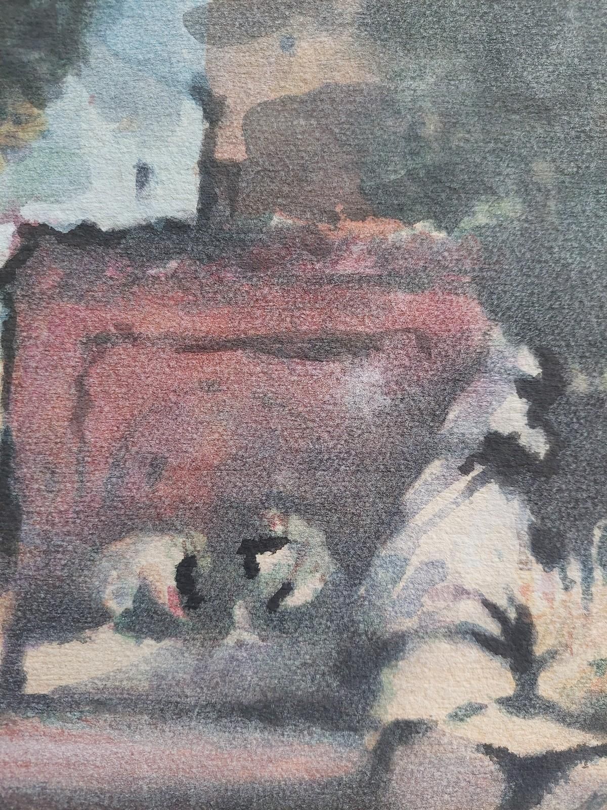 Unknownfrench Modernist Cubist Painting Figures In The Shade Of Trees20th Century photo buy