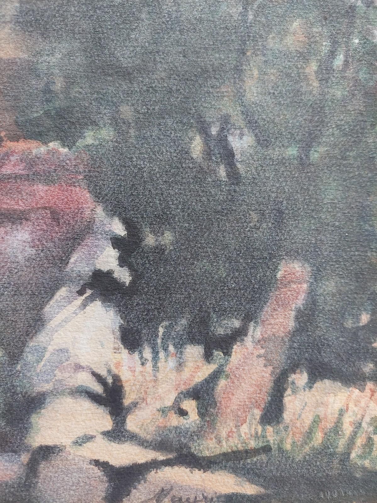 Unknownfrench Modernist Cubist Painting Figures In The Shade Of Trees20th Century photo vintage