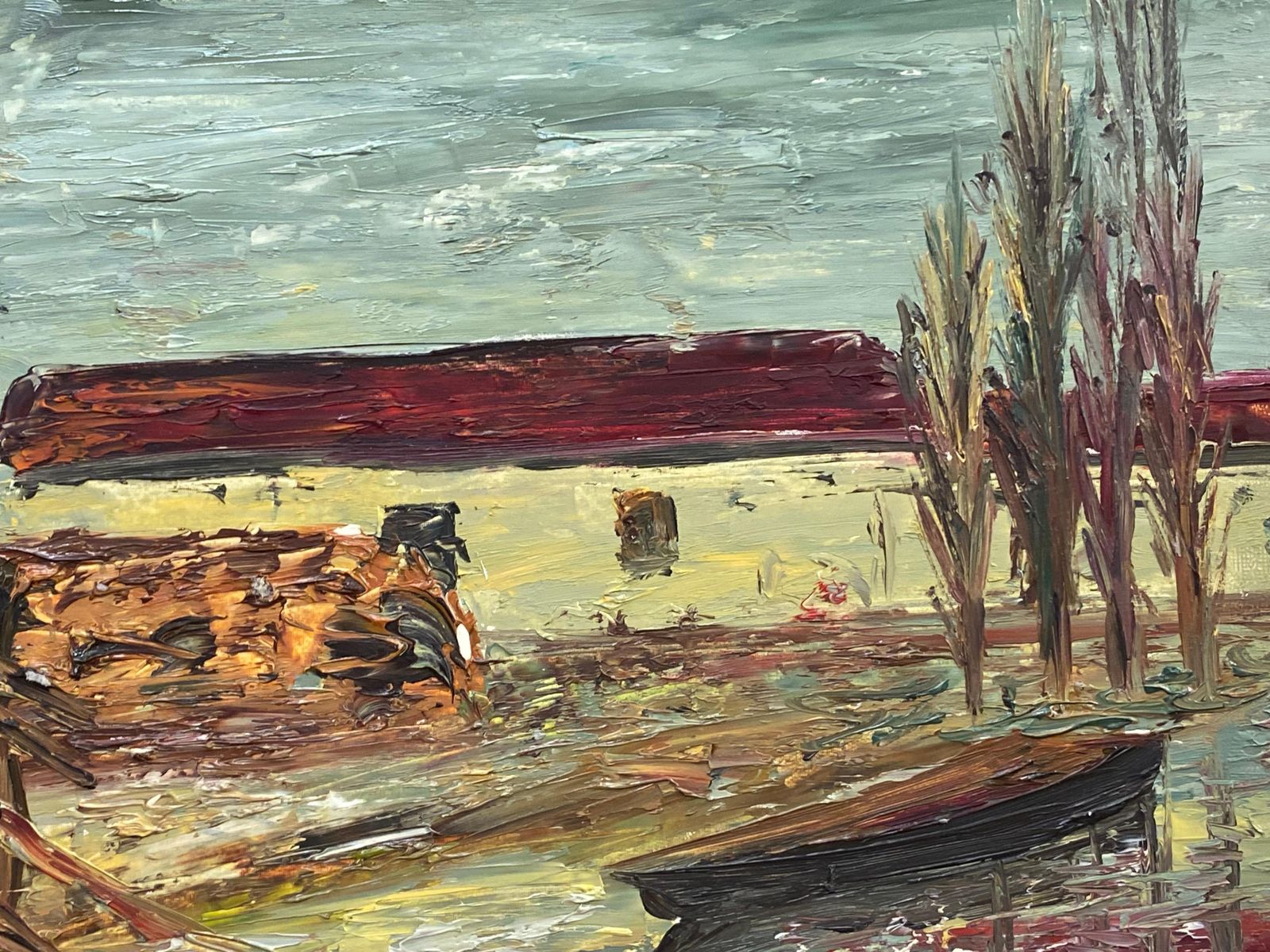 Unknownfernand Audet, French Impressionist Oil, Red Roof Landscapecirca 1950s photo furniture