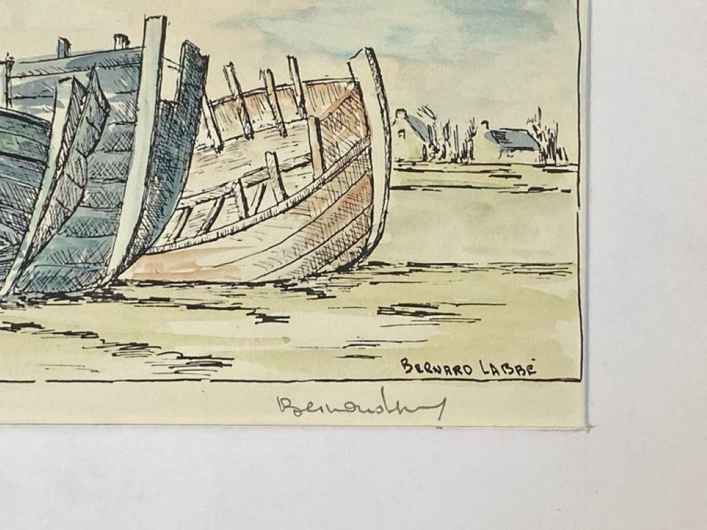 Unknown1950's French Modernist/ Cubist Painting Signed, The Three Boats1950 photo for sale