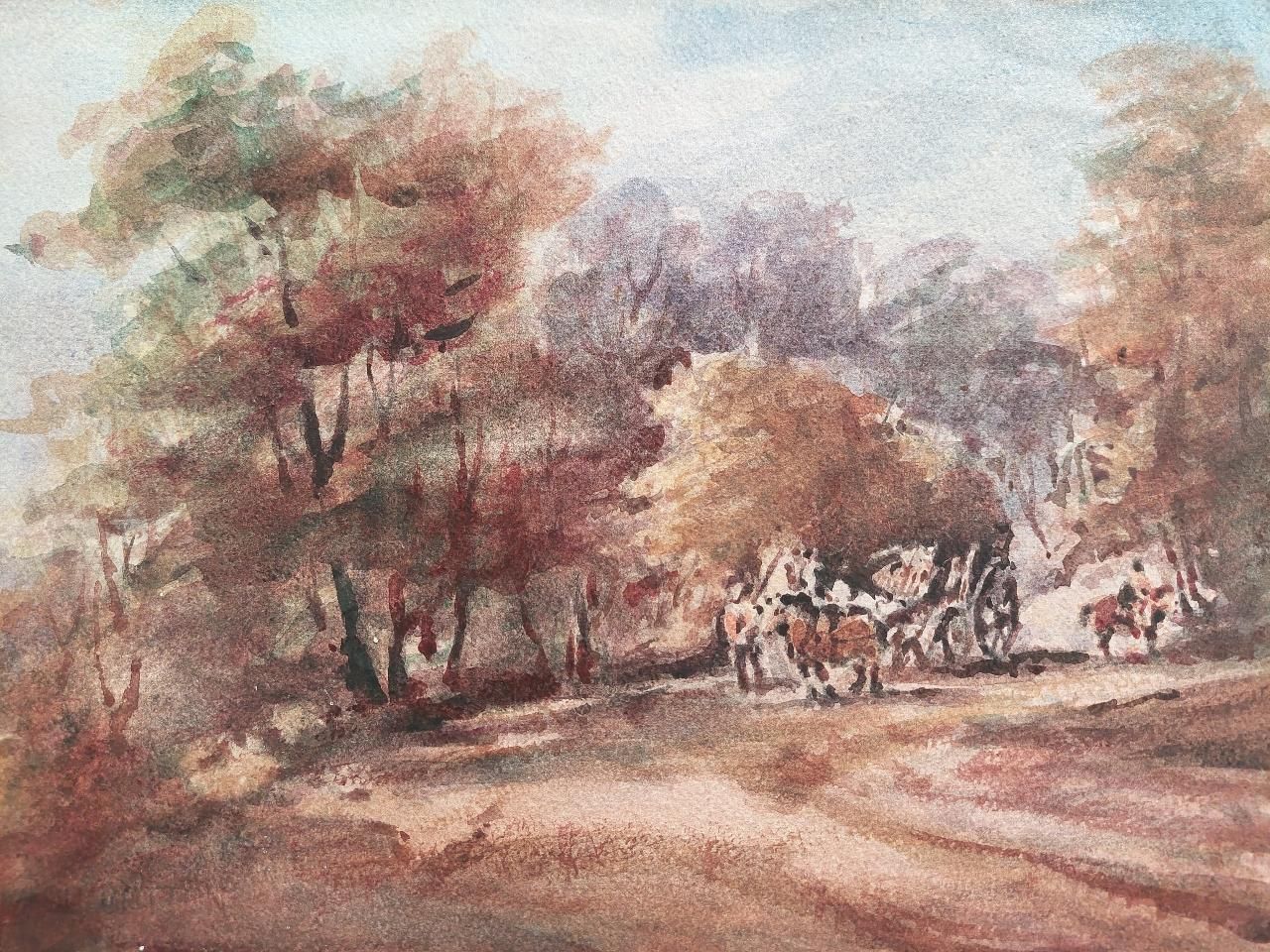 Maurice Mazeiliefrench Modernist Cubist Painting Country Scene With Horses And Cart20th Century photo for sale