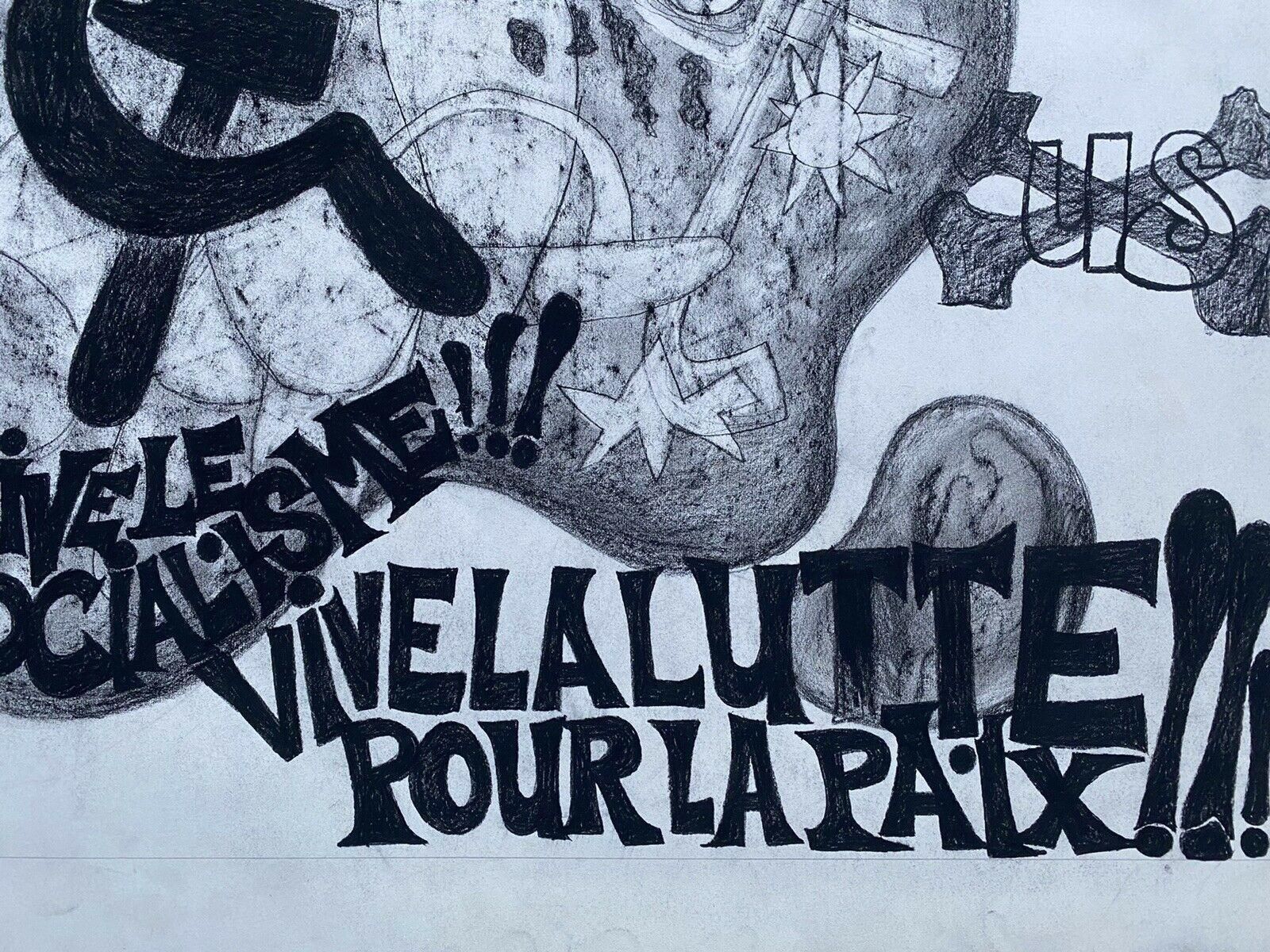 Unknownclaude Lagouche Orignal 1970's French Psychedelic Poster Paintingcirca 1960s photo for sale