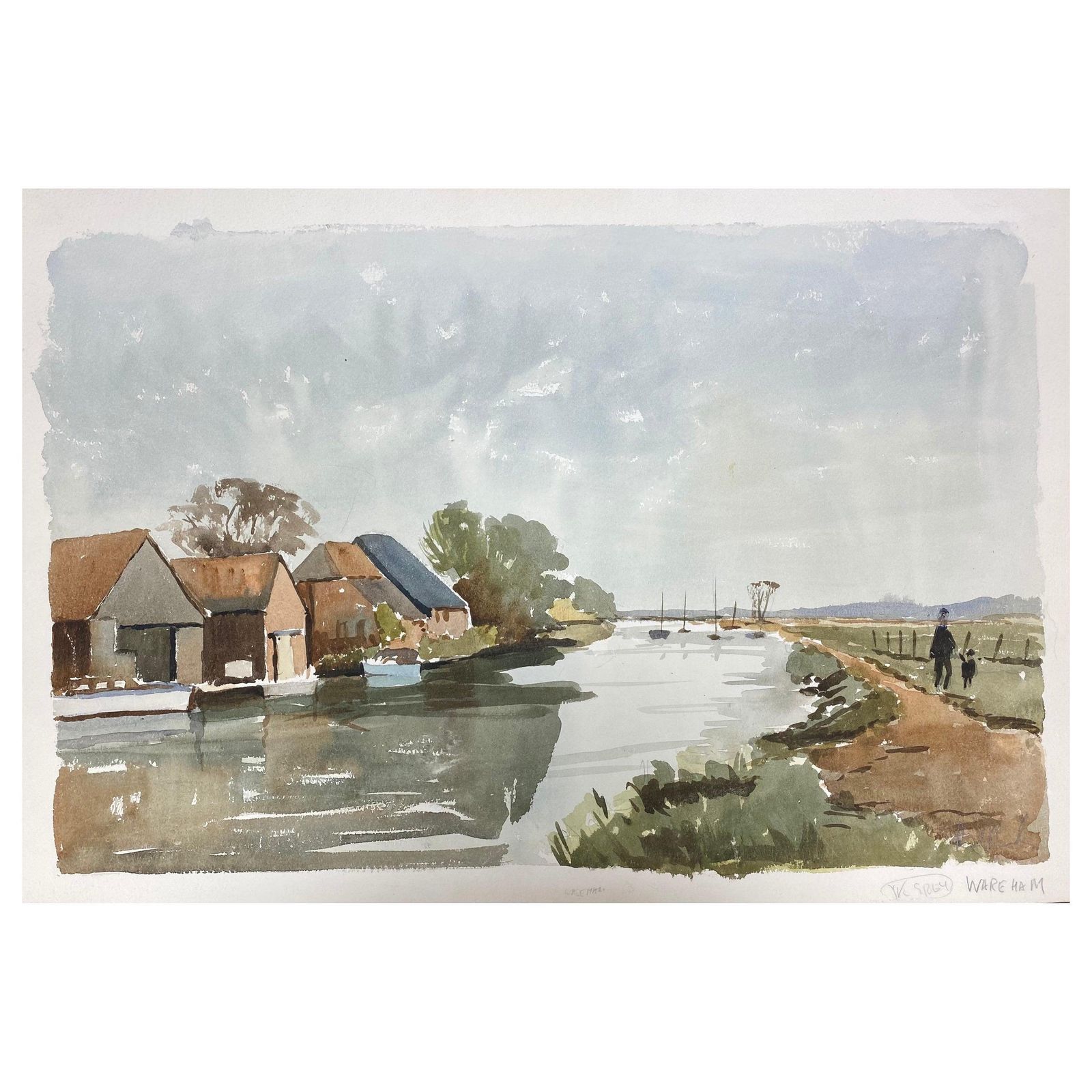 Unknownwareham Sea Scene, Signed Original British Watercolour Paintingcirca 1970s