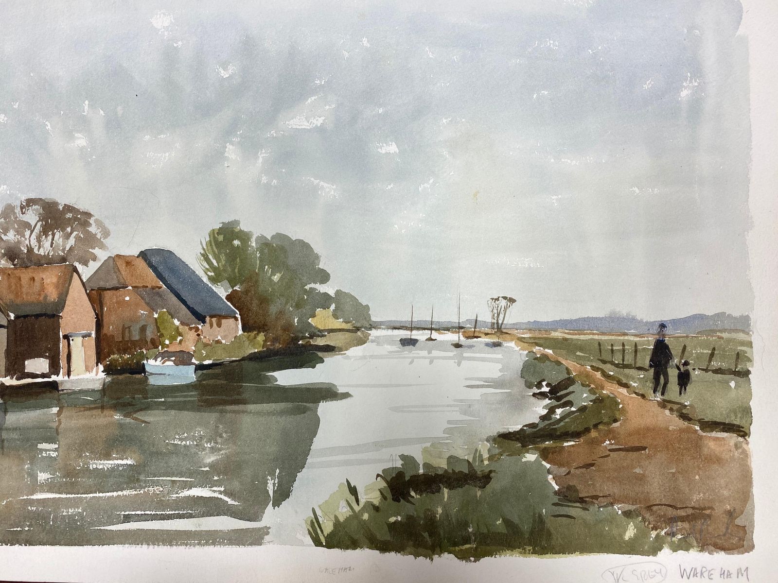 Unknownwareham Sea Scene, Signed Original British Watercolour Paintingcirca 1970s photo furniture