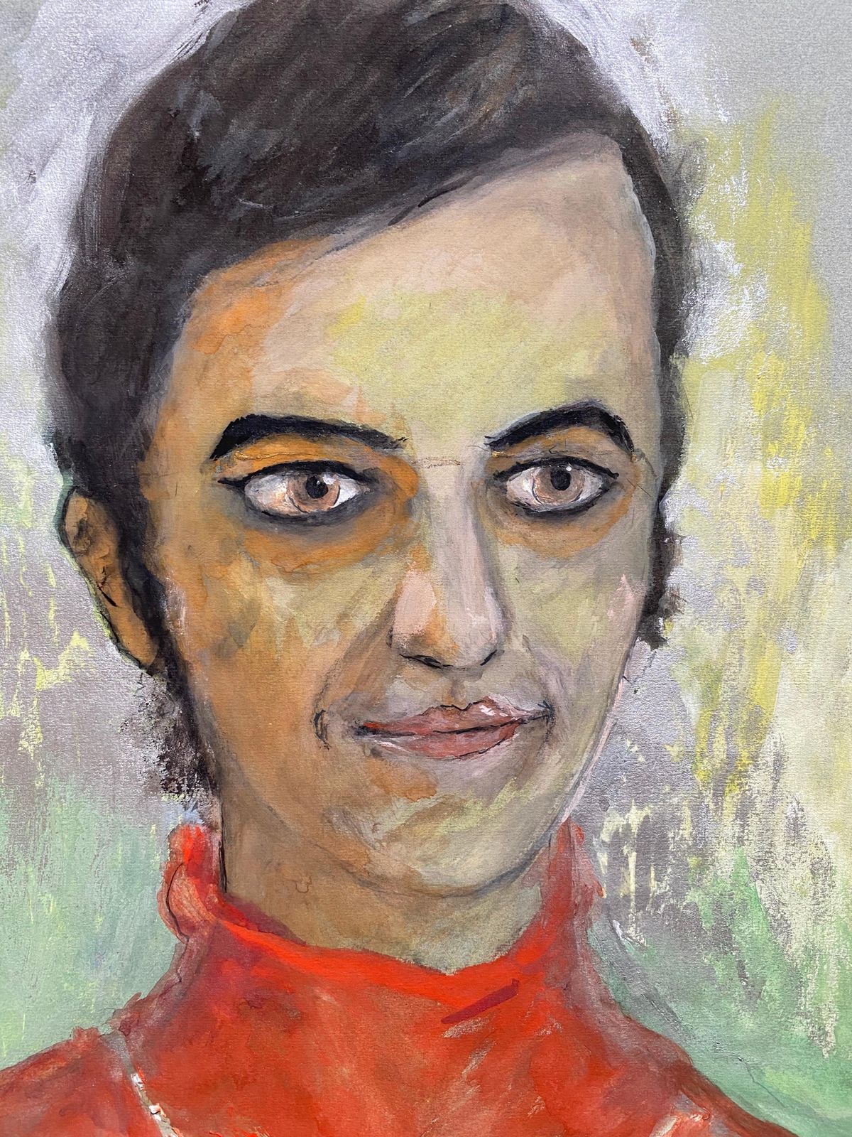 Unknown1960's French Portrait Soft Lady In Orange/ Red Caricaturecirca 1960s photo 357.0
