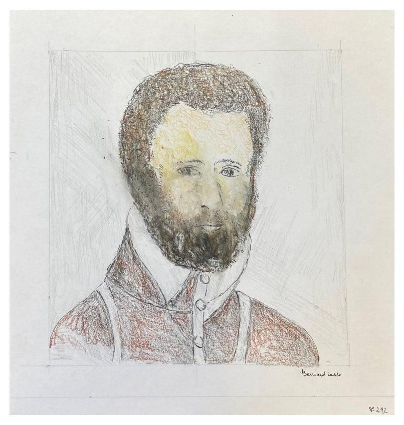 Unknown1950's French Modernist/ Cubist Painting Signed   Male Portrait1950