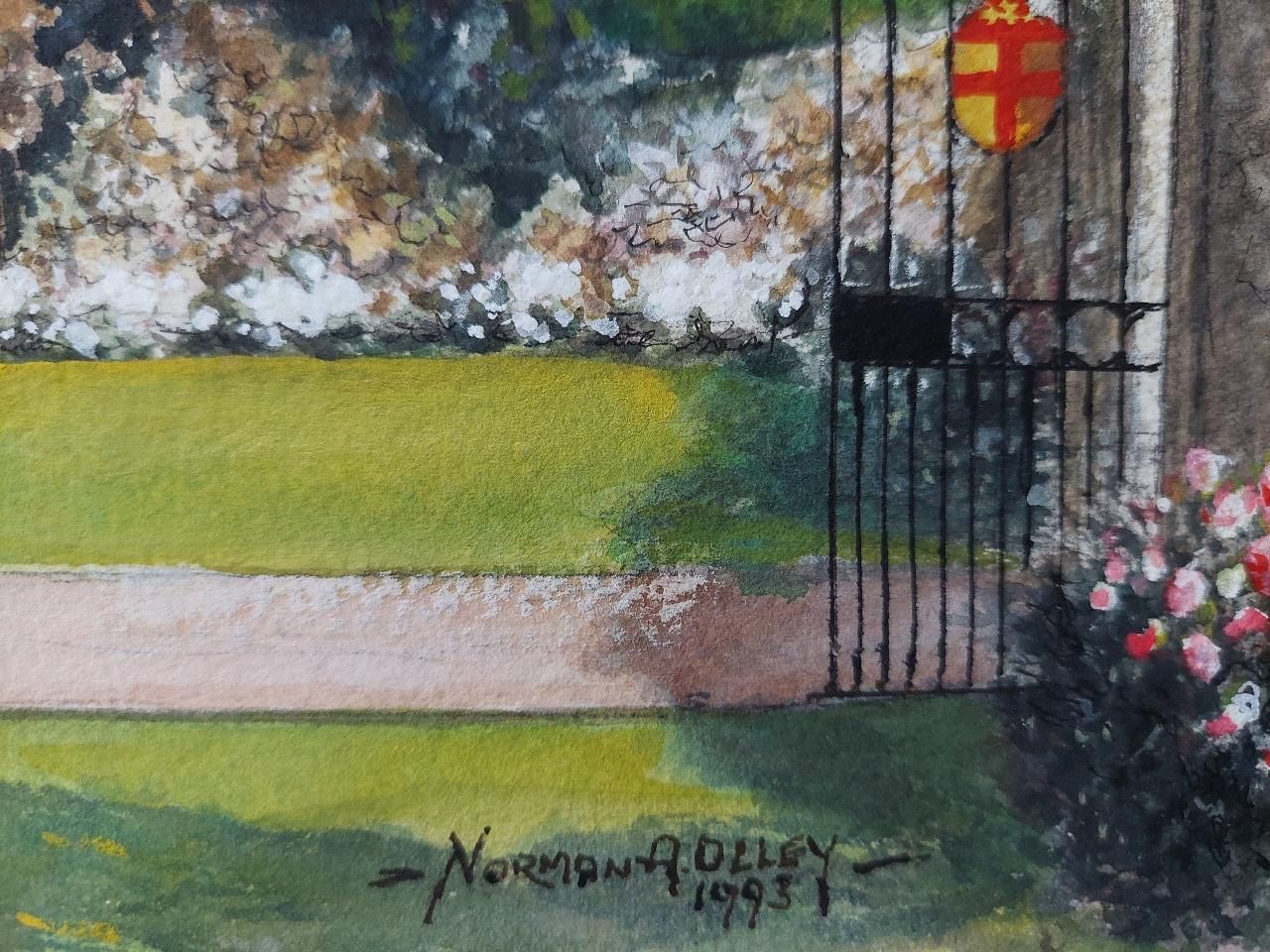English  Schooltraditional English Painting Rochester Cathedral Deanery Gate, Kent England20th Century photo for sale