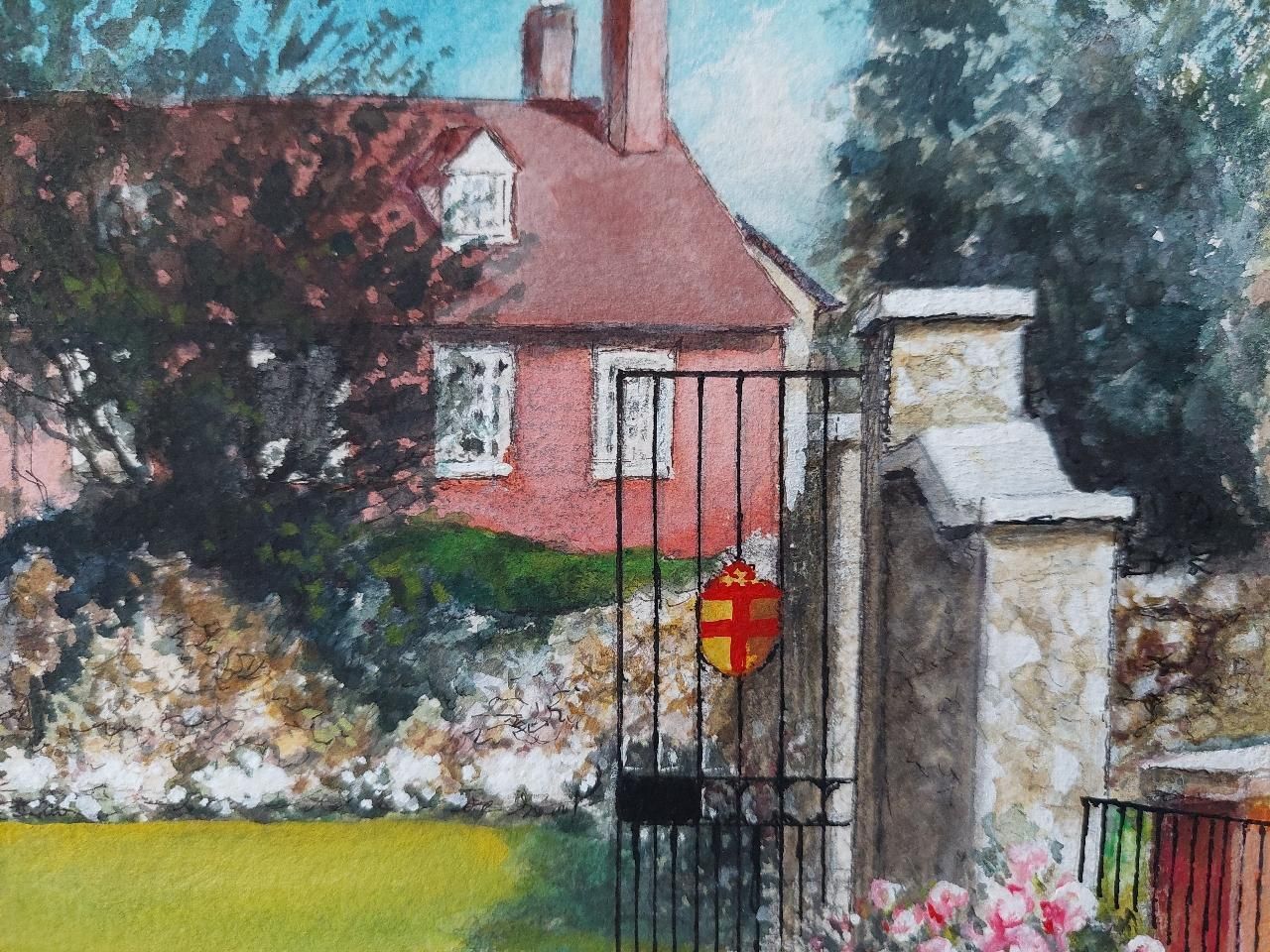 English  Schooltraditional English Painting Rochester Cathedral Deanery Gate, Kent England20th Century photo 407.0