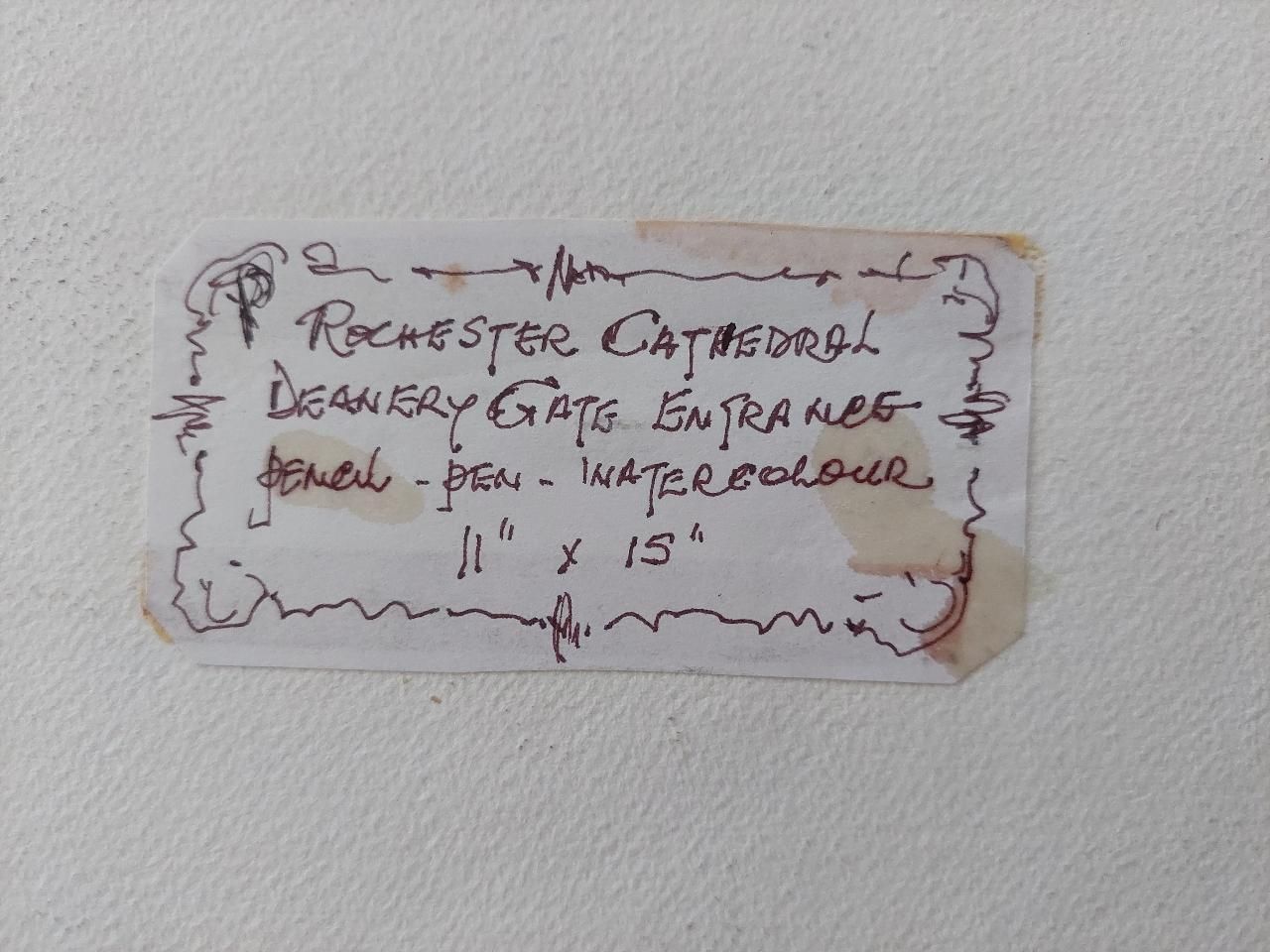 photo for sale English  Schooltraditional English Painting Rochester Cathedral Deanery Gate, Kent England20th Century