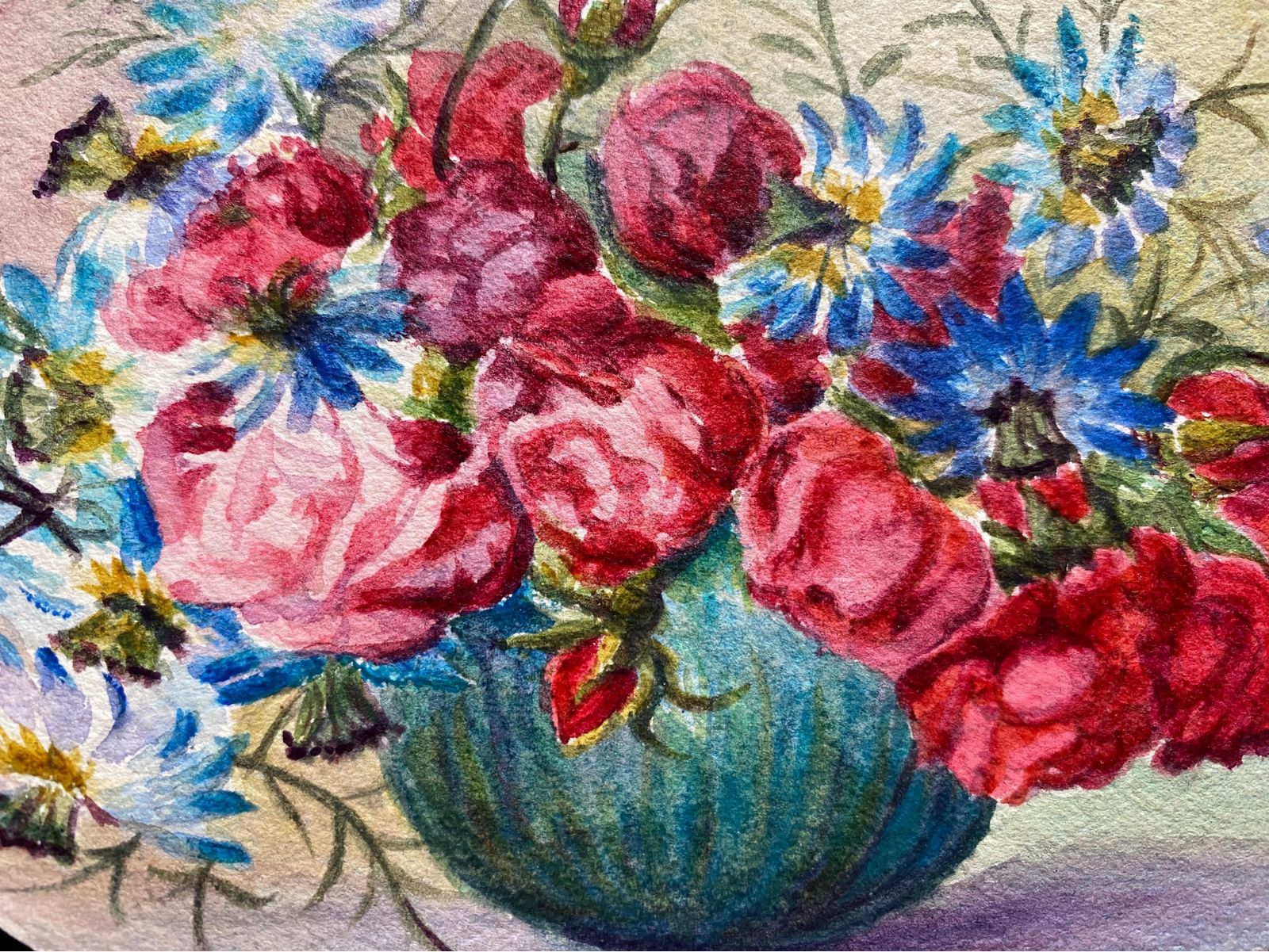 Unknownearly 1900's French Impressionist Signed Flower Watercolour By Marie Carreaucirca 1900s photo for sale