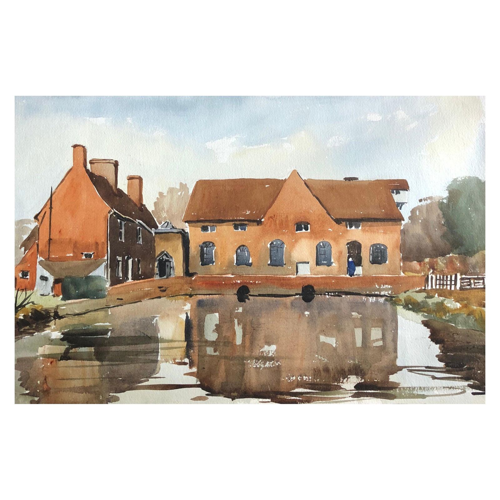 Unknowntrafford Mill, Original British Watercolour Paintingcirca 1972
