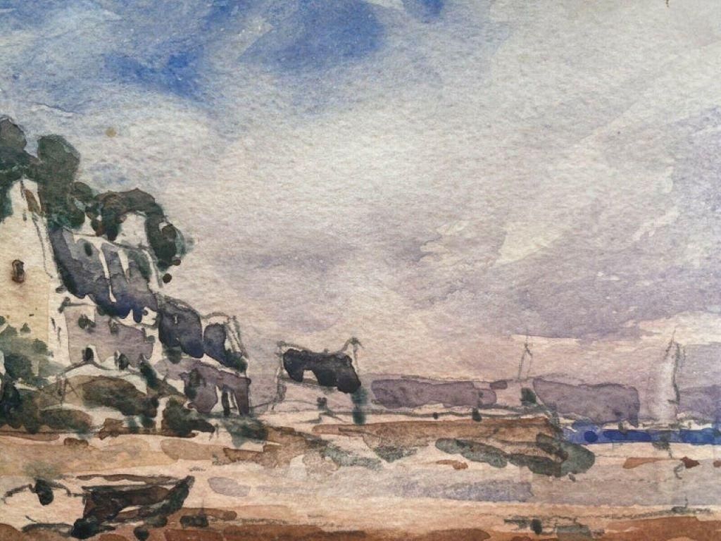 Unknownmaurice Mazeilie, French Impressionist Watercolour, Beach Landscape20th Century photo for sale