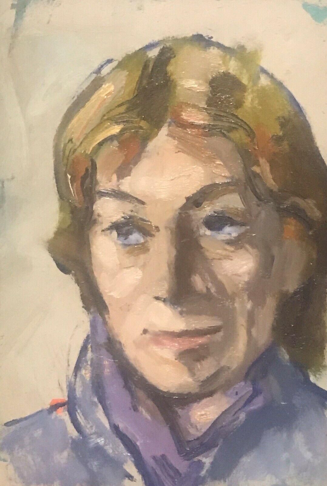 Akos Biroakos Biro Expressionist Oil, Portrait In Deep Thoughtcirca 1950s photo Art