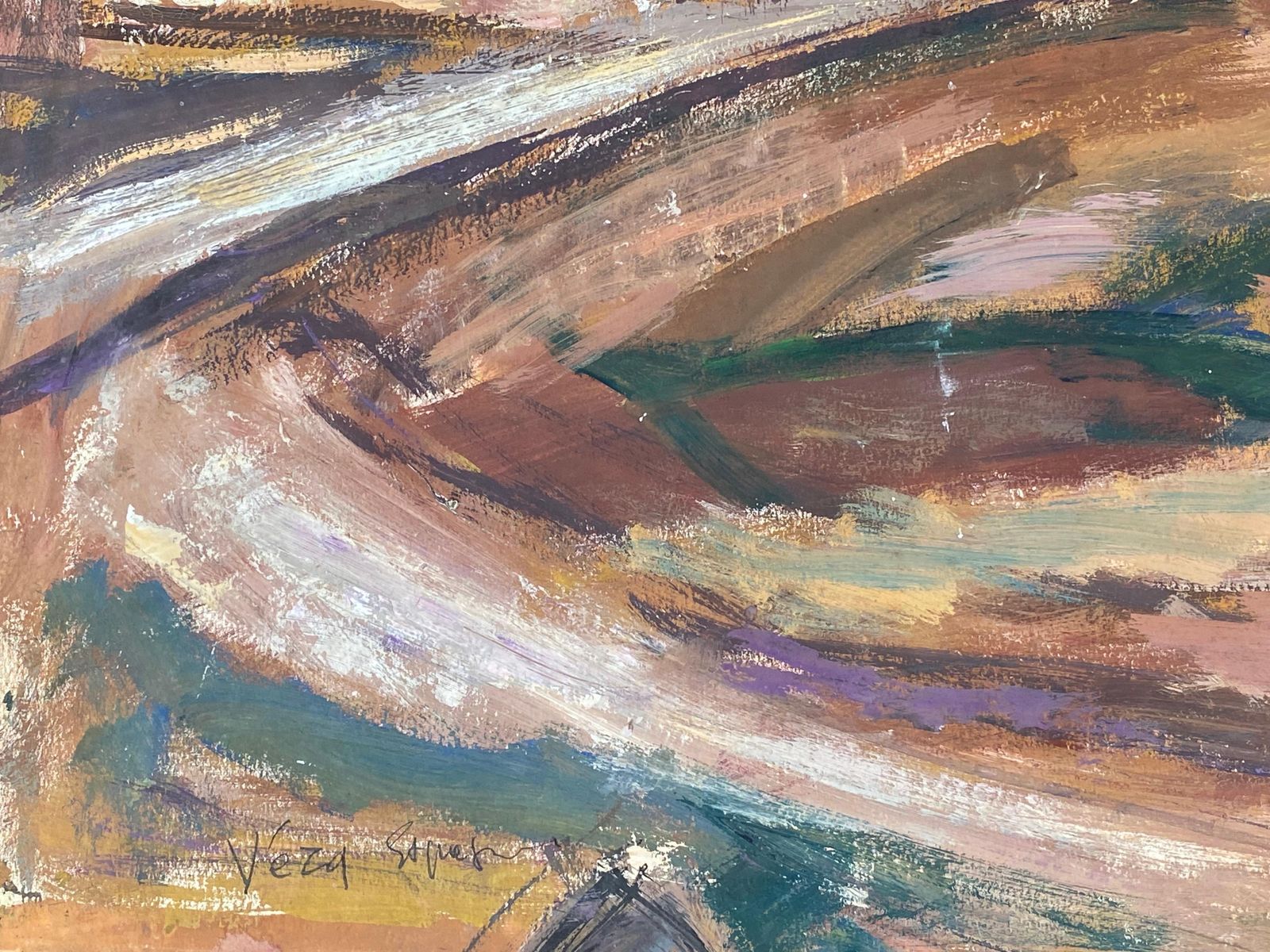 Unknownmid Century French Post Impressionist Painting, Desert Landscape1950 photo Art