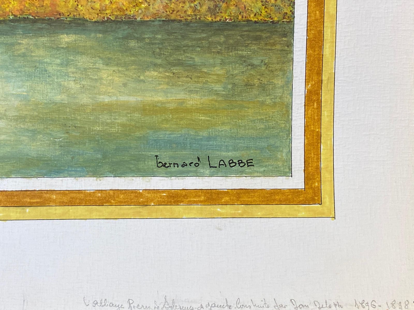 Unknown1950's Modernist Signed Painting, Large French Building Over River1950s photo Art