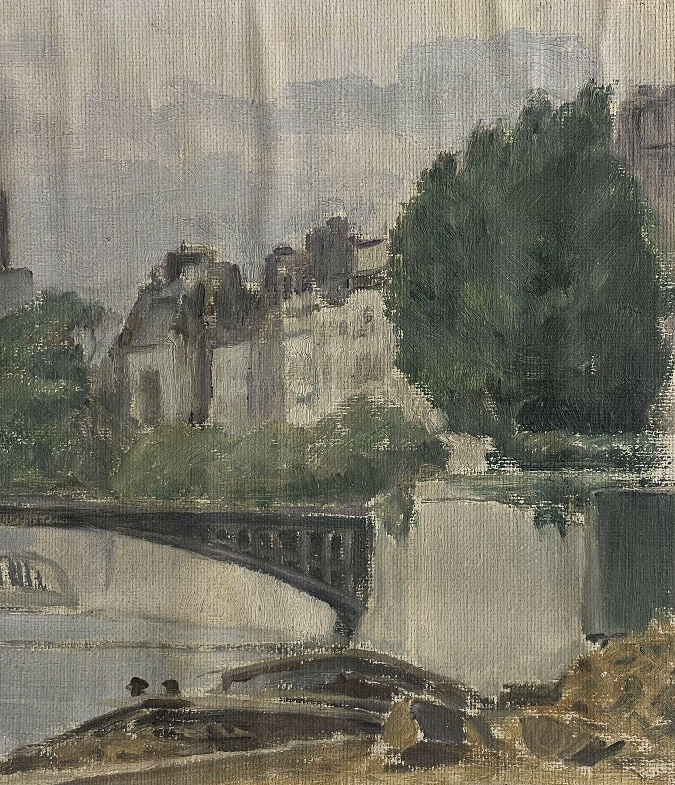 Unknownnotre Dame Paris From The River Seine, Mid 20th Century French Framed Oilmid 20th Century photo 561.0