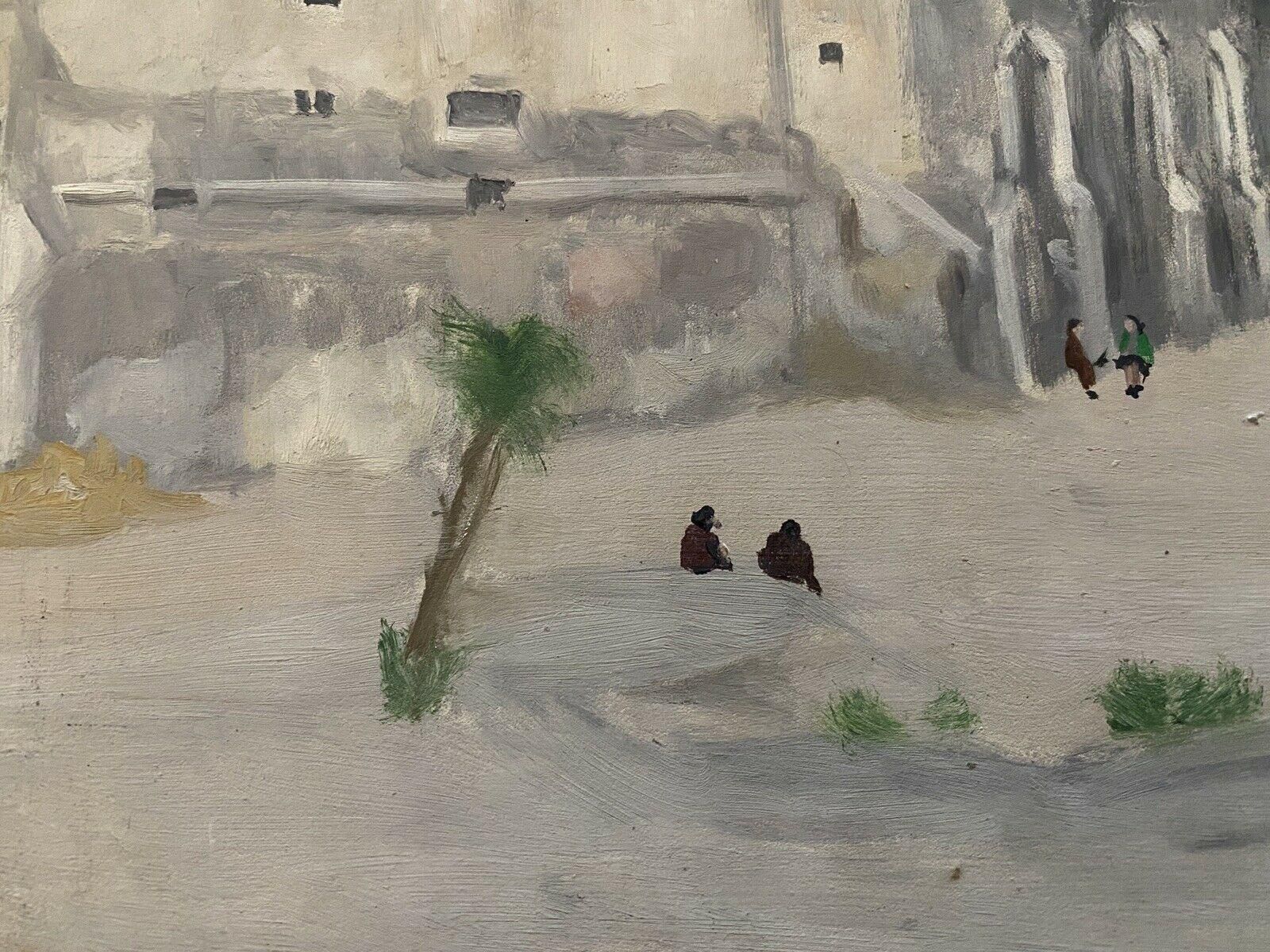 Unknowngenevieve Zondervan '1922 2013' French Oil Painting, Old City Buildings & Figscirca 1990s photo Art