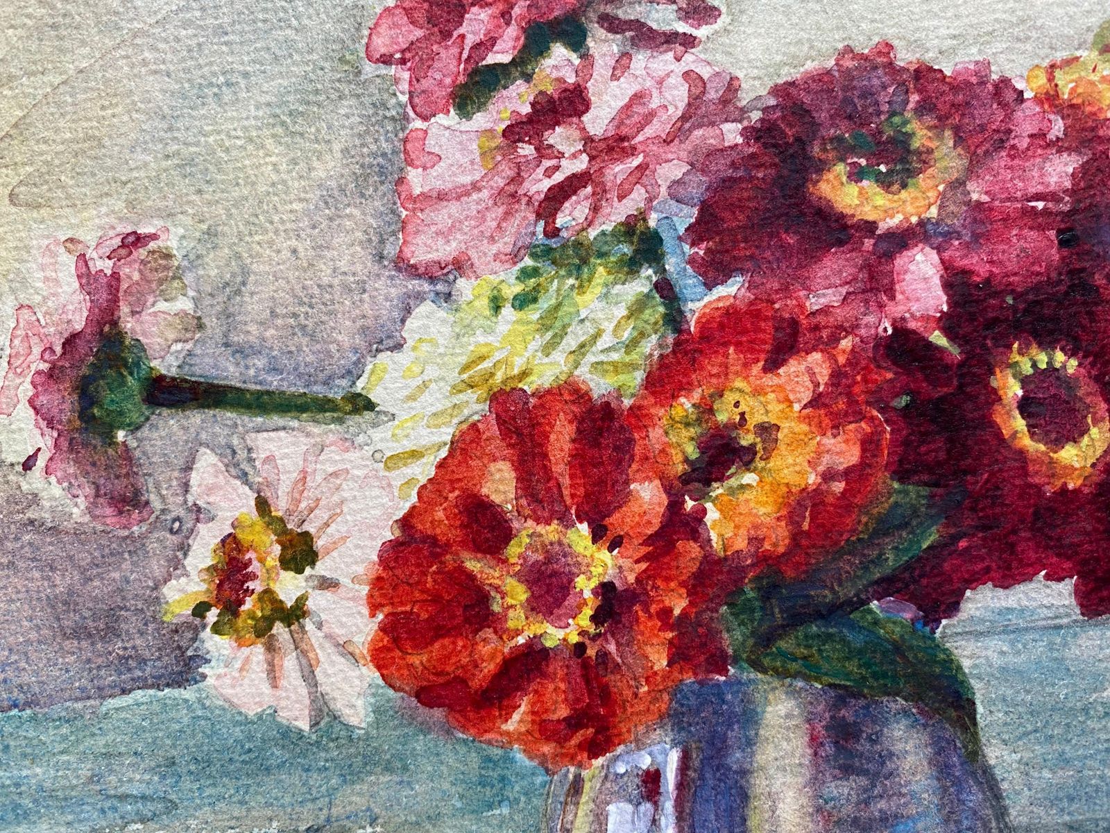Unknownearly 1900's French Impressionist Signed Flower Watercolour By Marie Carreaucirca 1900s photo Art