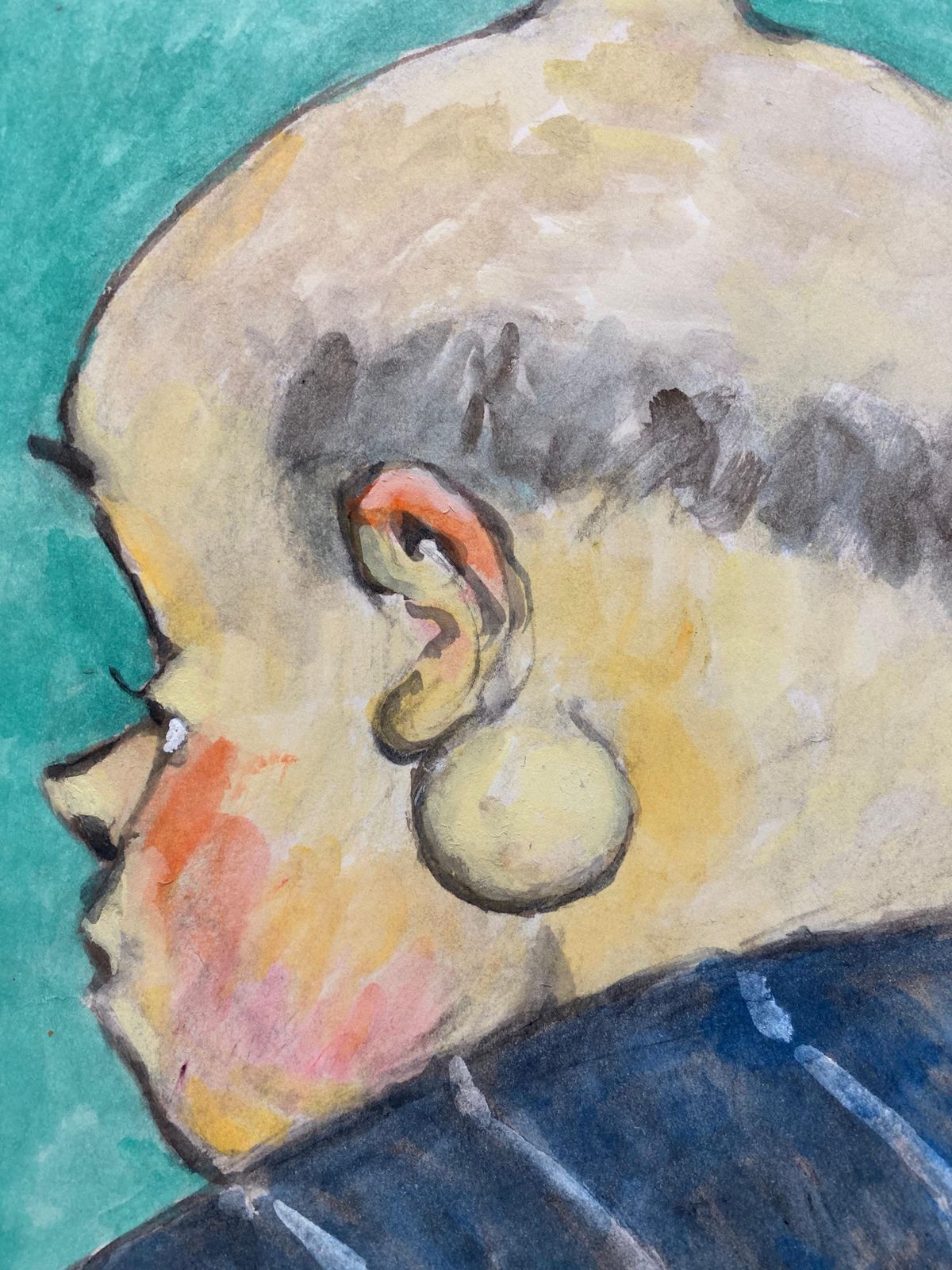 Unknown1960's French Portrait Back Of Bald Man's Head Caricaturecirca 1960s photo Art