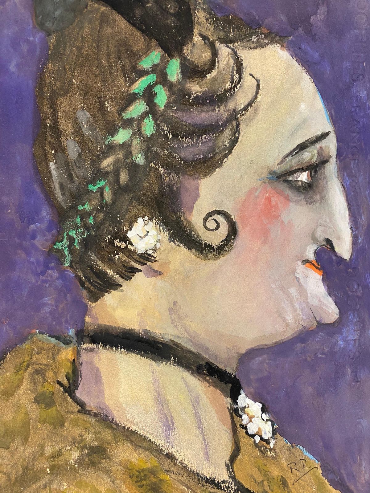 Unknown1960's French Portrait Styled Elegant Theatrical Lady Caricaturecirca 1960s photo Art