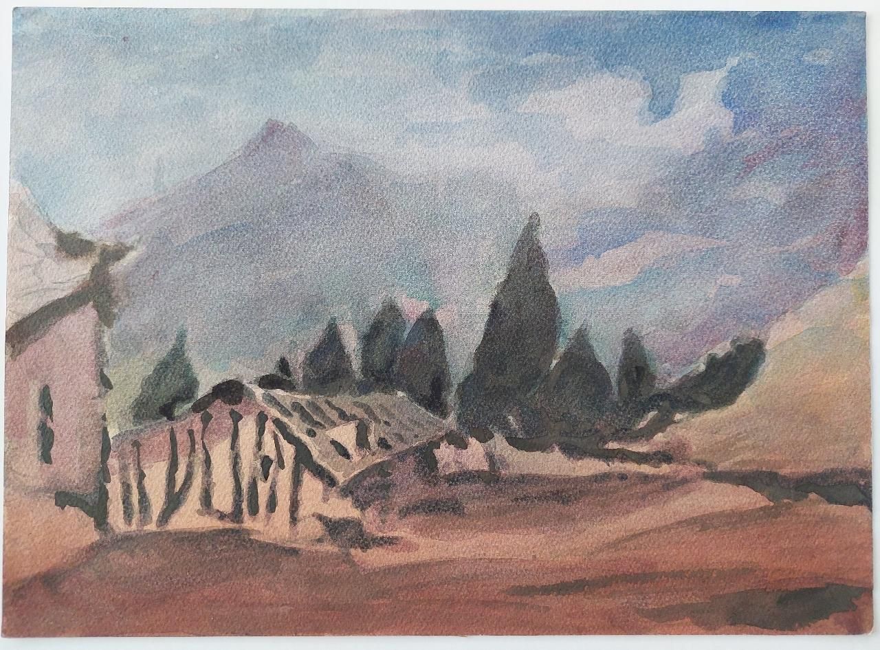 Maurice Mazeiliefrench Modernist Cubist Painting Provence Mountains20th Century photo furniture