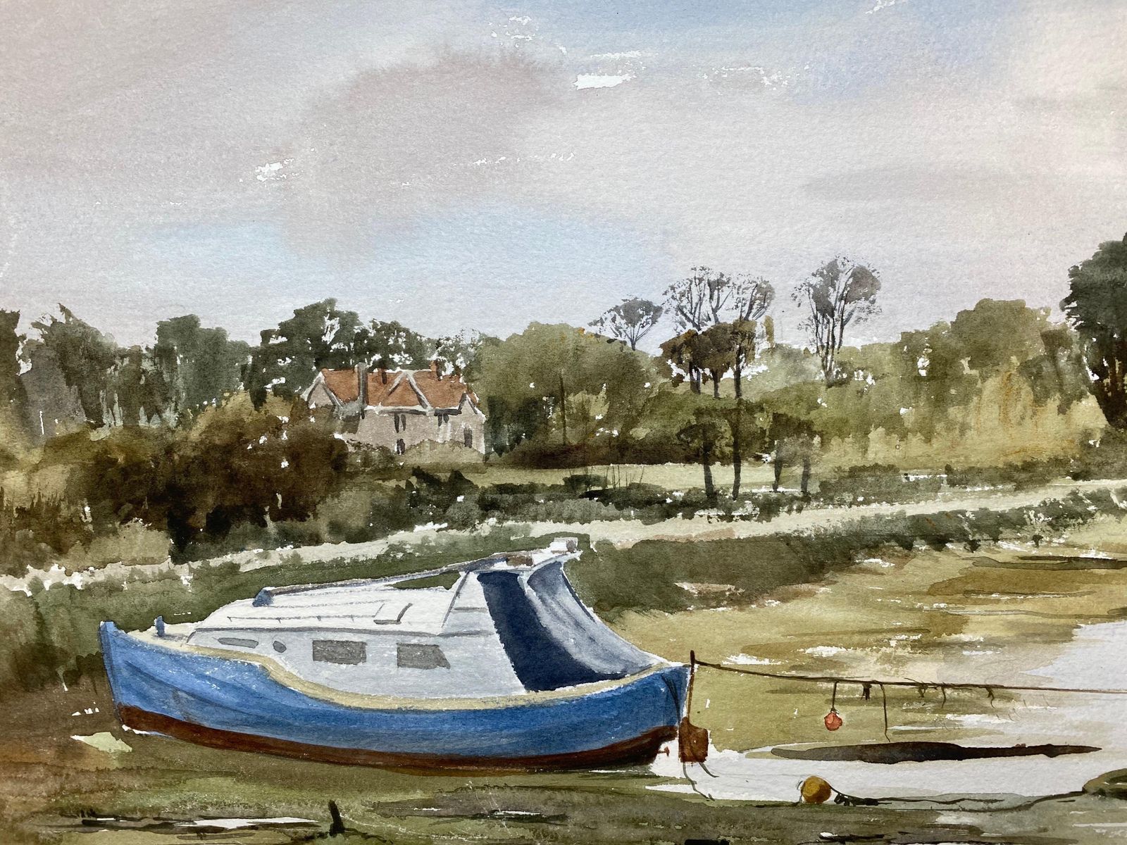 Unknownlow Tide Yarmouth Harbour, Original British Watercolour Paintingcirca 1970s photo Art