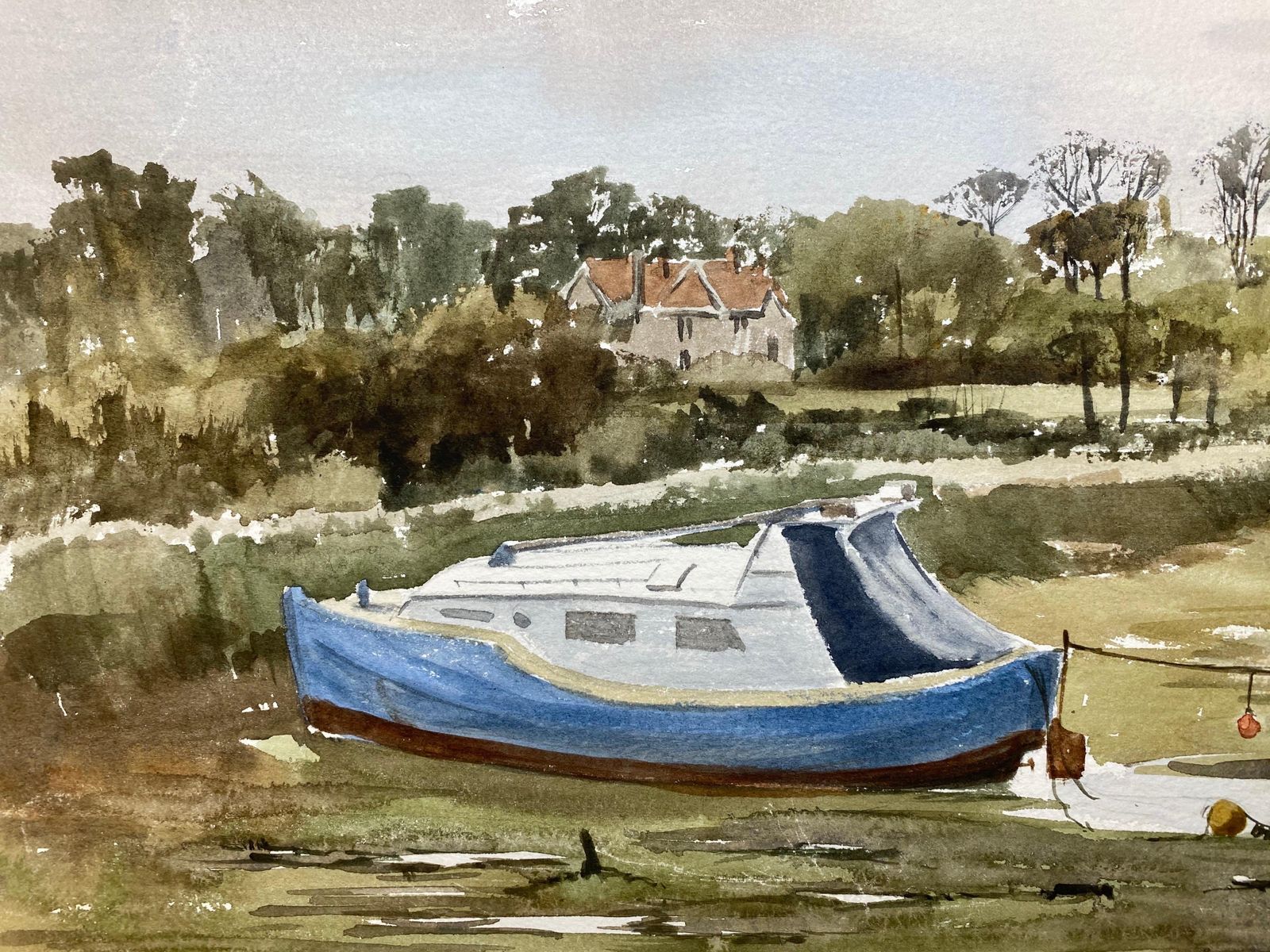 Unknownlow Tide Yarmouth Harbour, Original British Watercolour Paintingcirca 1970s photo vinterior