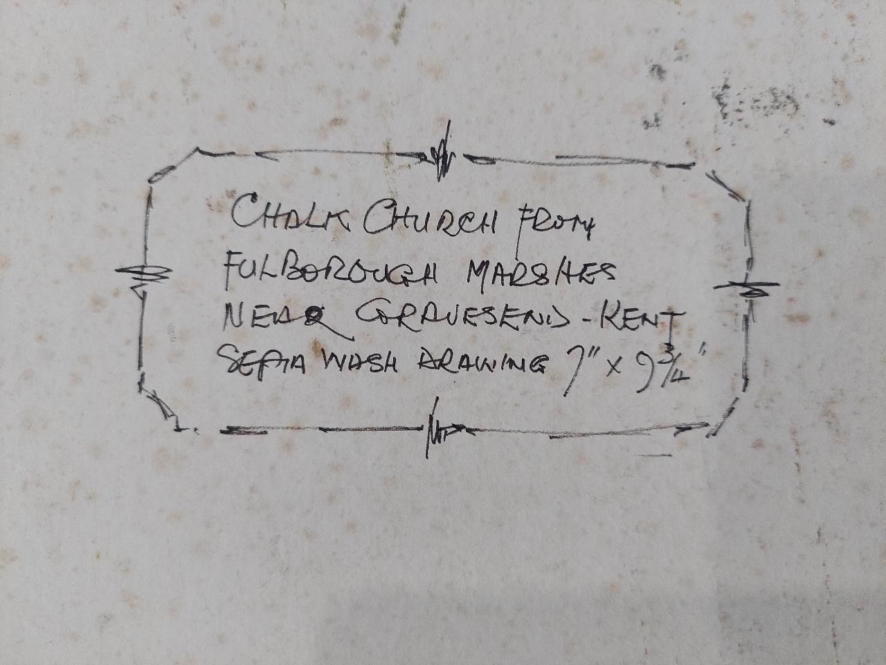 English  Schooltraditional English Painting Chalk Church From Fulborough Marshes In Kent20th Century photo vintage