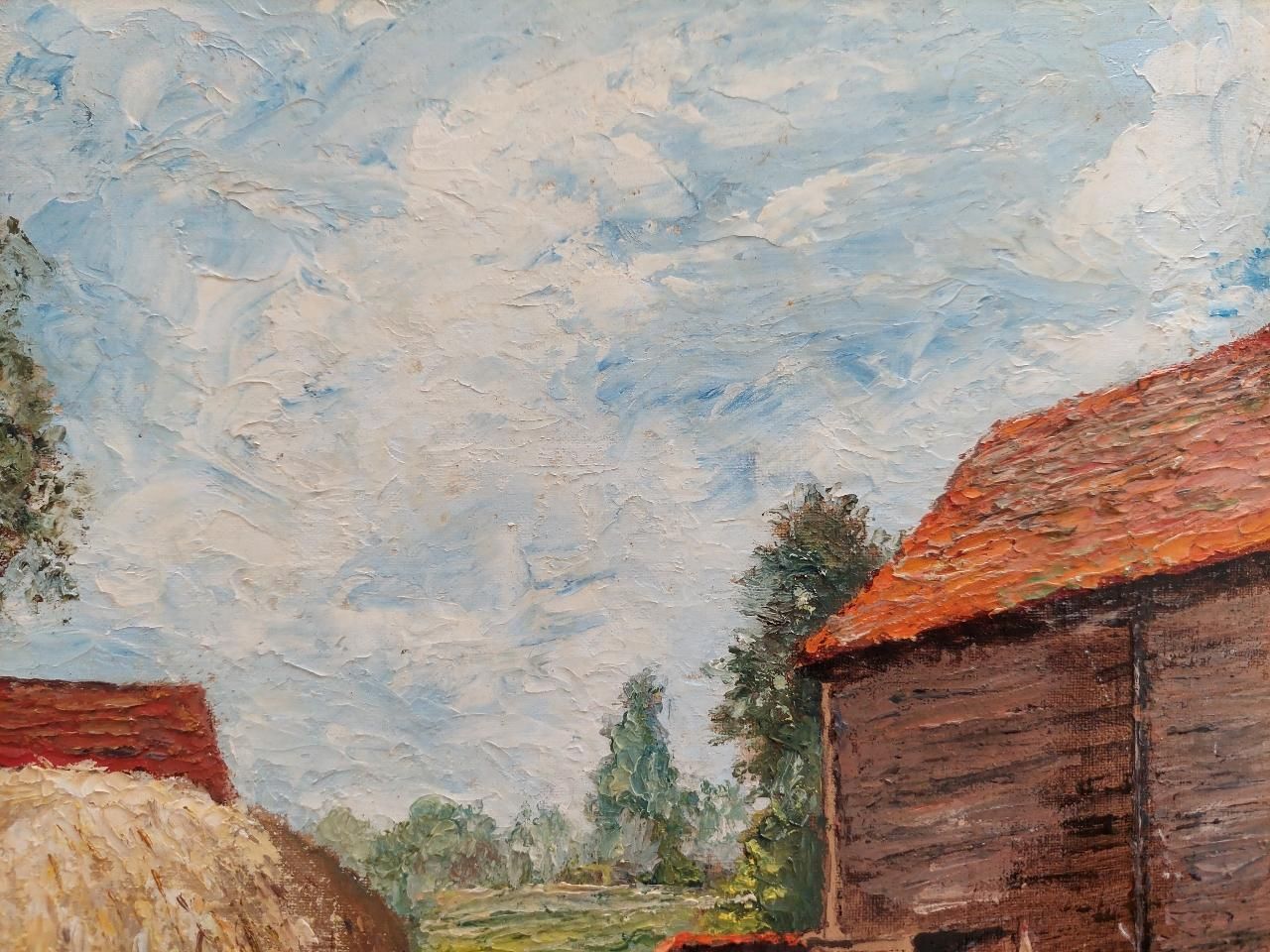 English  Schooltraditional English Painting Chickens At Farm In Thames Ditton Surrey20th Century photo vinterior