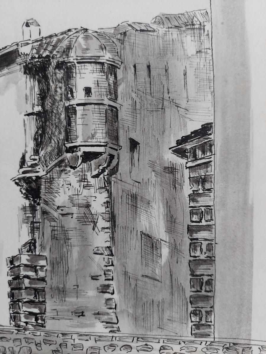 Art Bernard Labbe20th Century French Modernist Cubist Painting Labbe, Town Landscape20th Century photo