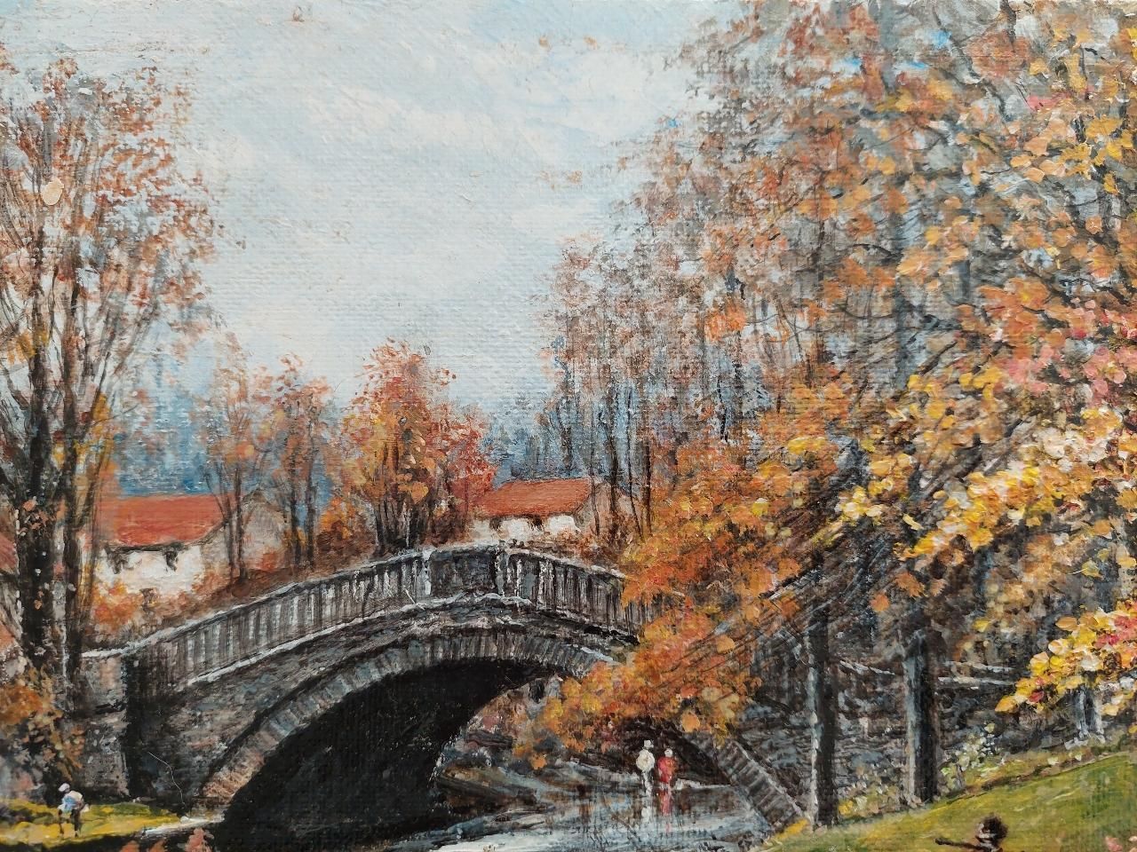 English  Schooltraditional English Painting Huntsman And Dog By A Yorkshire Bridge20th Century photo vinterior