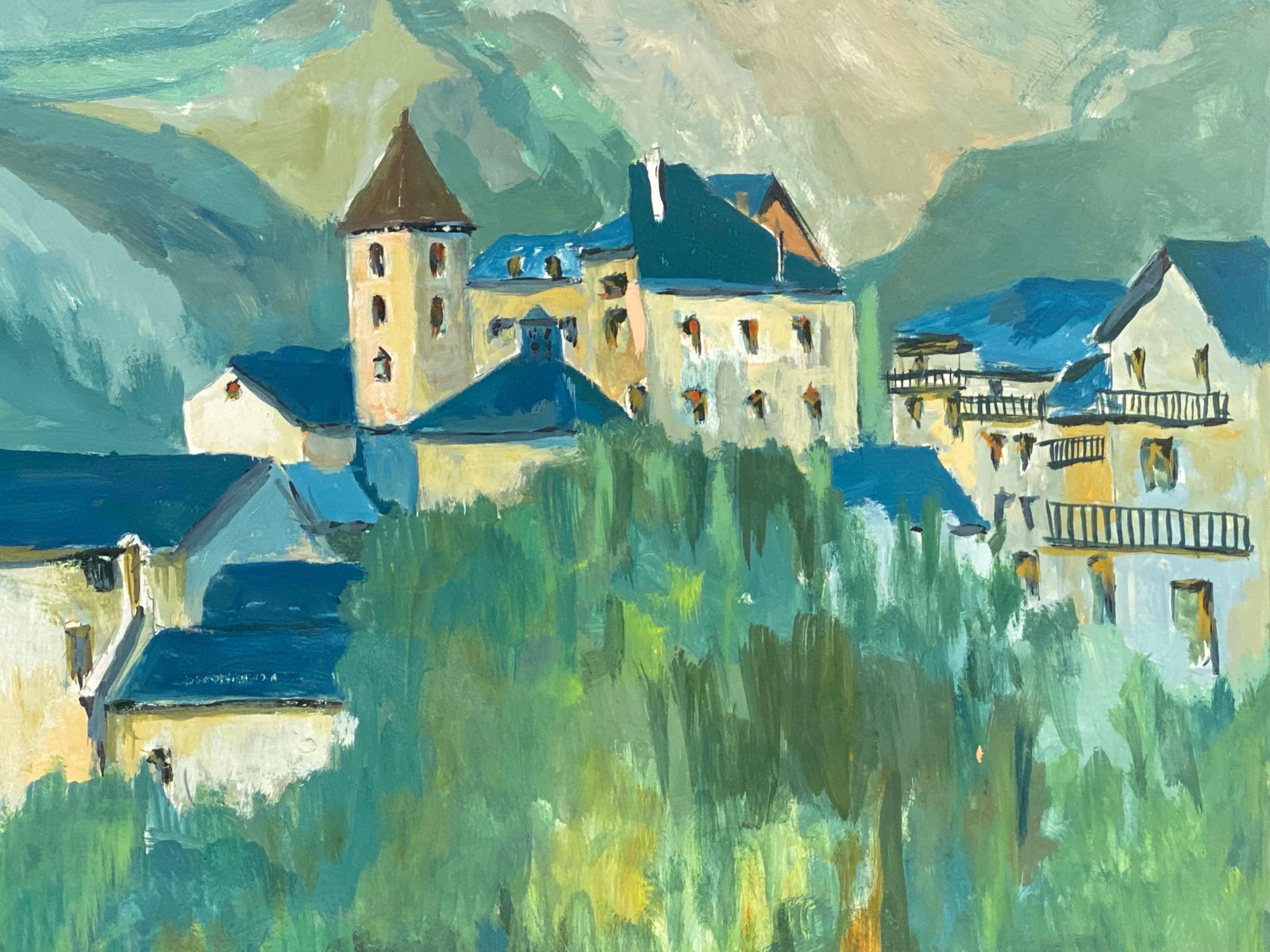 Unknown1950's Modernist Painting, Beautiful & Bright Colour French Oil Landscape1950s photo Art