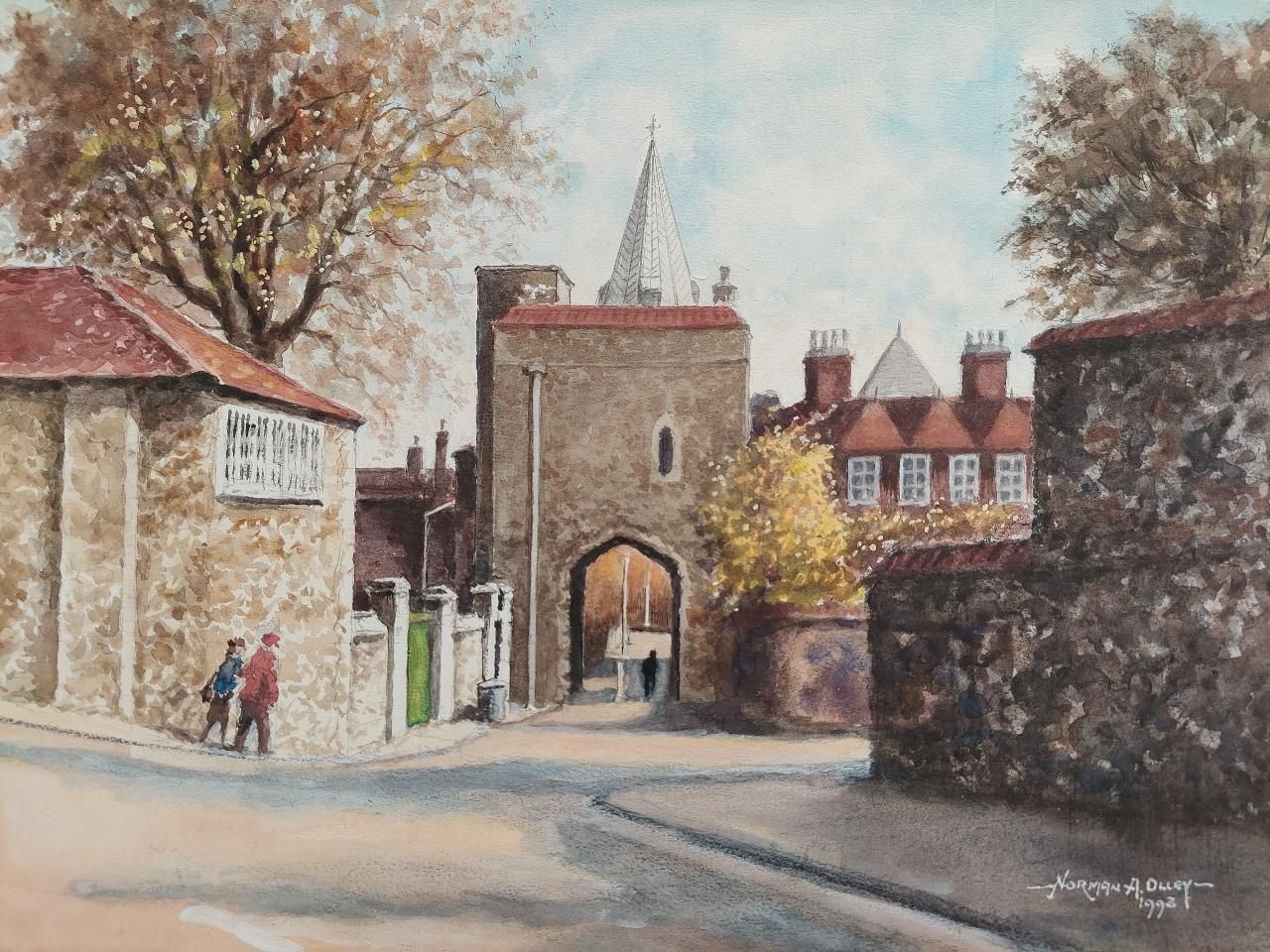 English  School20th Century Traditional English Painting Rochester Cathedral Priory Gate, Kent20th Century photo for sale