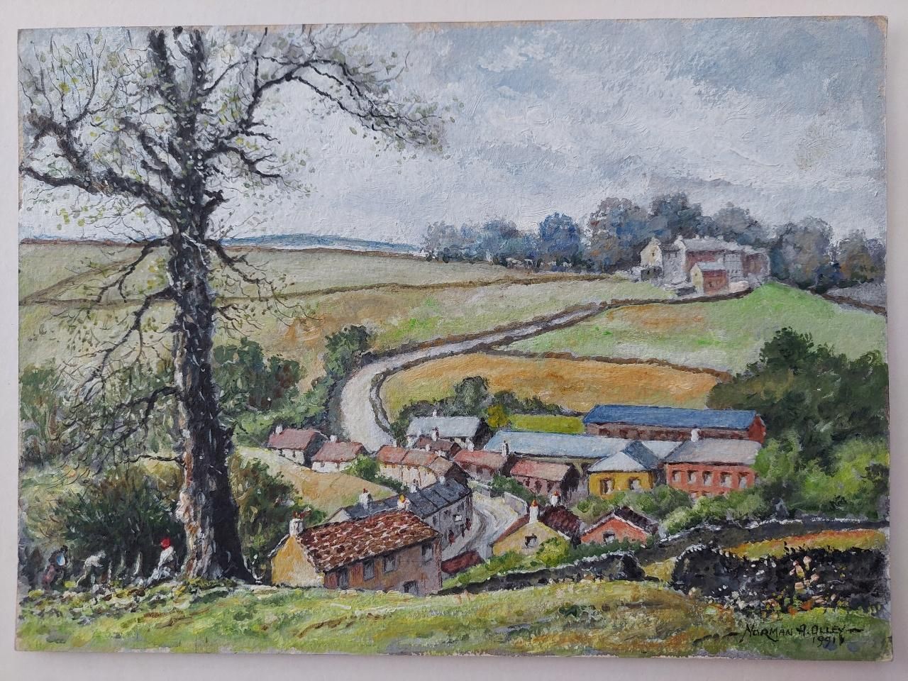 English  Schooltraditional English Painting Landscape At Goose Eye Farm Braithwaite Yorkshire20th Century photo furniture