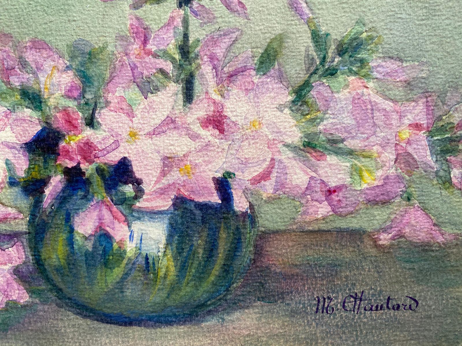 Unknownearly 1900's French Impressionist Signed Flower Watercolour By Marie Carreaucirca 1900s photo Art