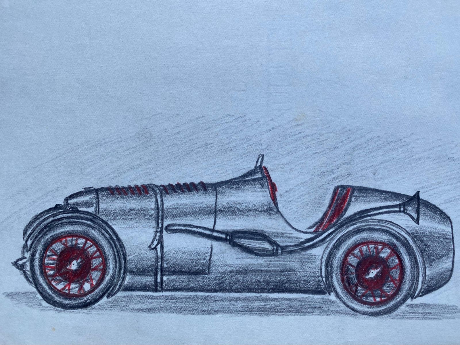 Unknownset Of Four 1930's Motor Car Racing Original Drawingscirca 1930s photo for sale