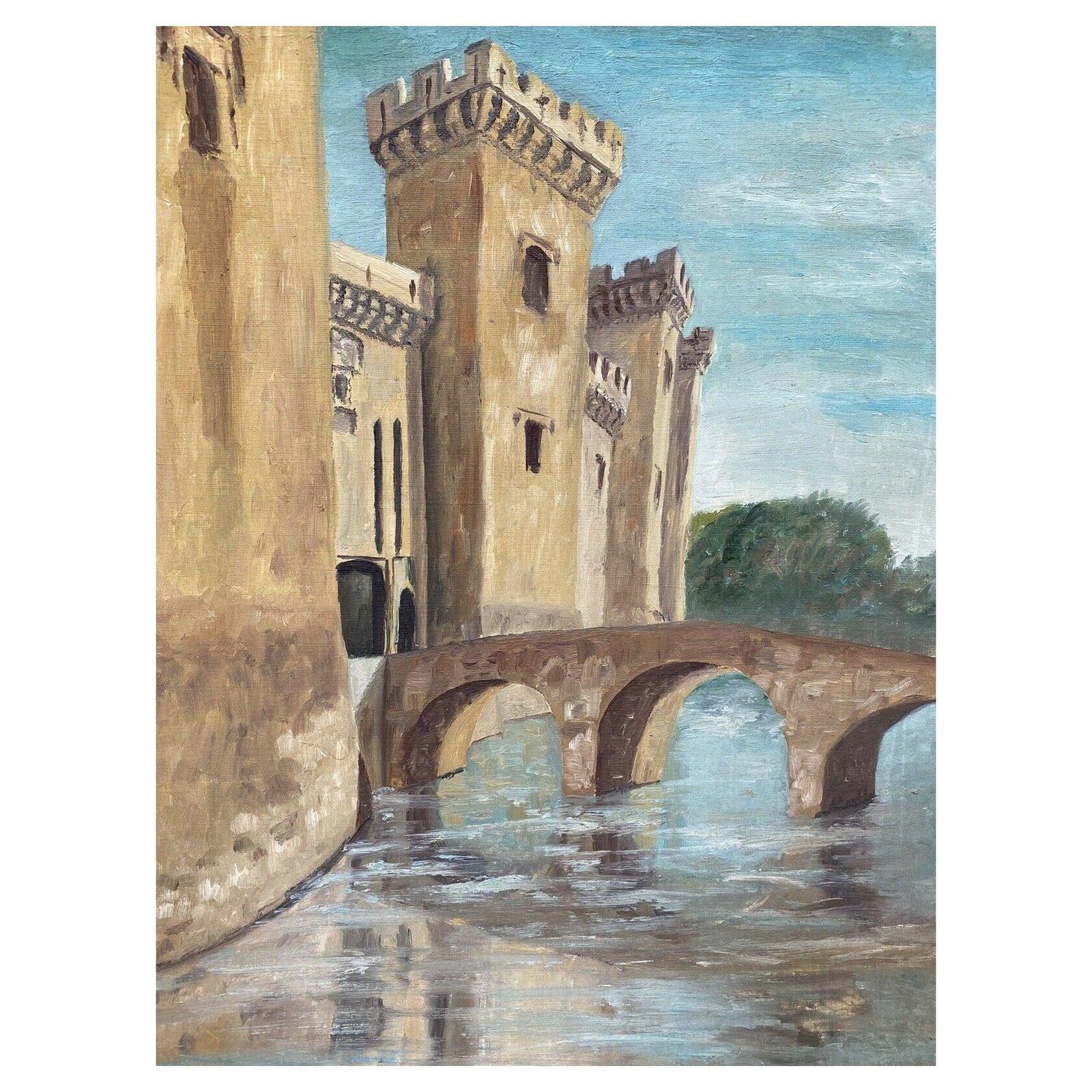Unknownfernand Audet French Impressionist Oil, City Fortress By Old Rivermid 20th Century