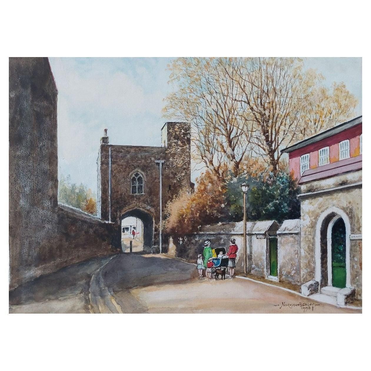 English  Schooltraditional English Painting Rochester Cathedral Priory Gate, Kent England20th Century
