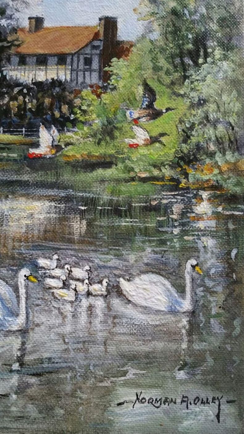 English  Schooltraditional English Painting By The River Mole, East Molesey, Surrey England20th Century photo buy