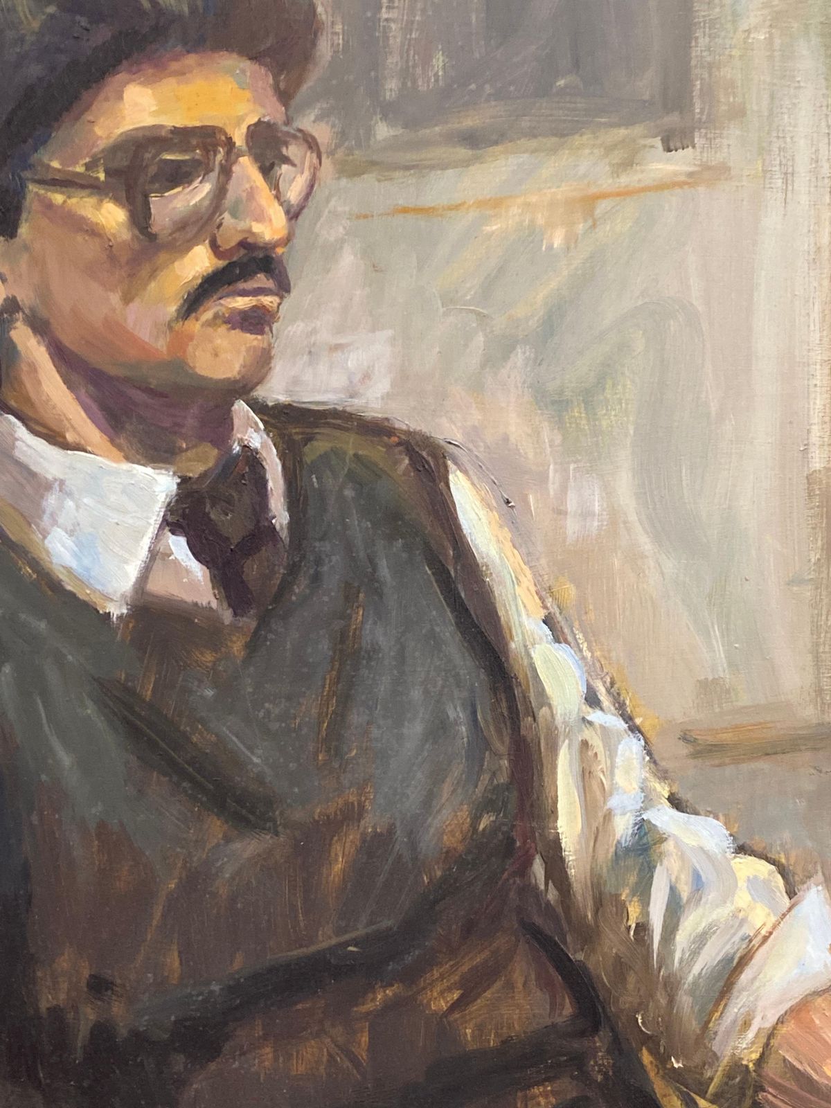 Unknownlarge 1960's British Portrait Of A Gentleman With Glasses Original Oil Paintingcirca 1960s photo for sale