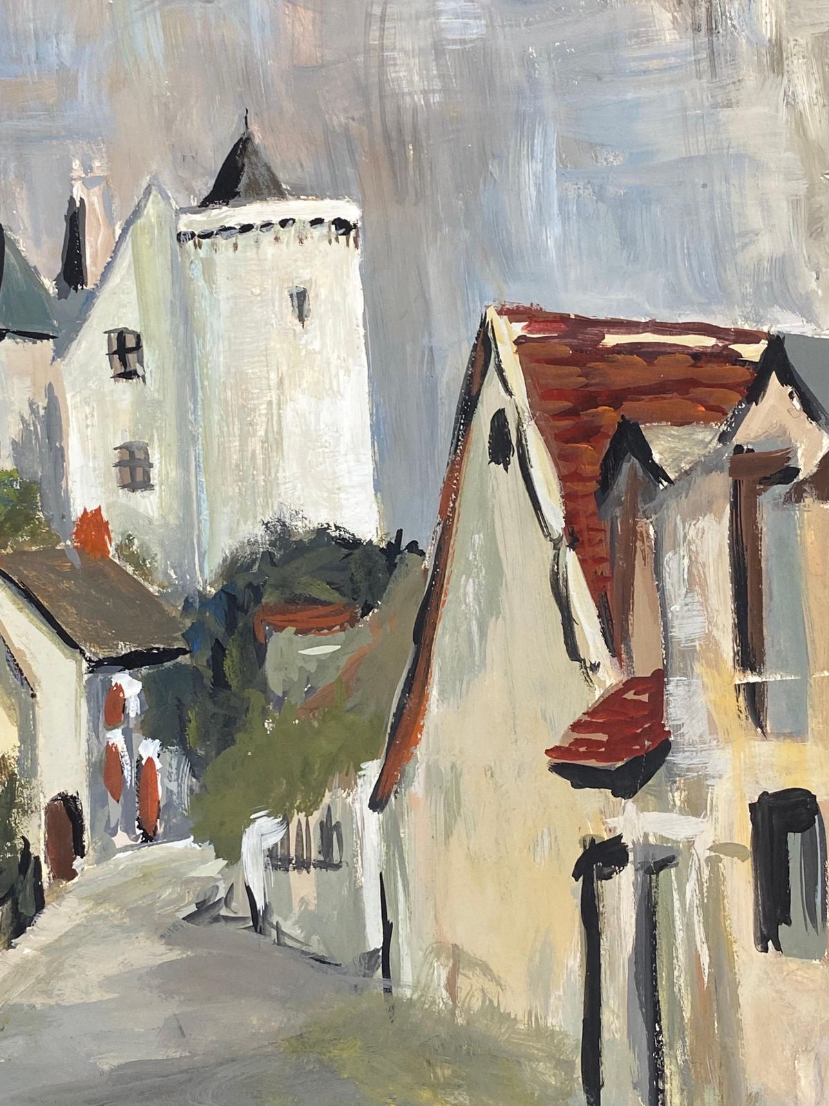 Unknown1950's Modernist Painting, Grey Skies Over French Peaceful Town1950s photo furniture