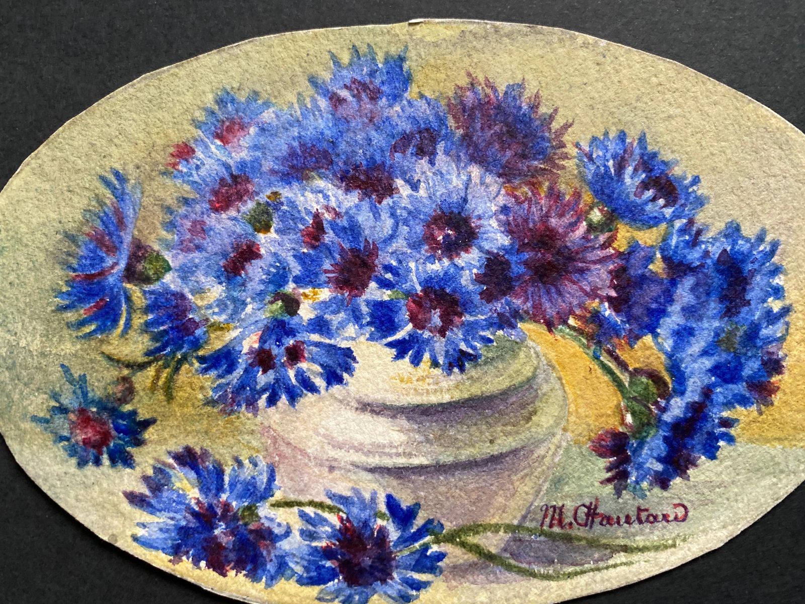 Unknown3 X Early 1900's French Impressionist Signed Flower Watercolours Marie Carreaucirca 1900s photo for sale