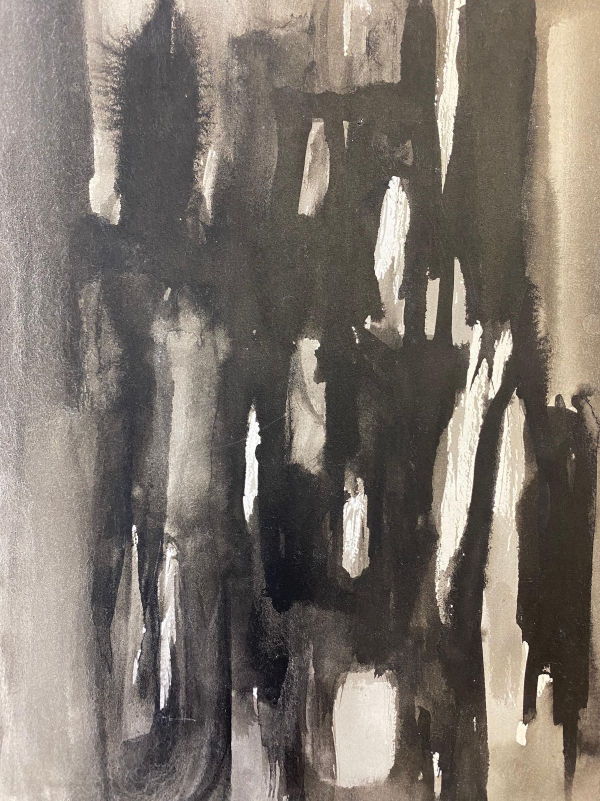 Unknownset Of 4, Original 1970's French Abstract Black & White Paintingscirca 1970s photo furniture
