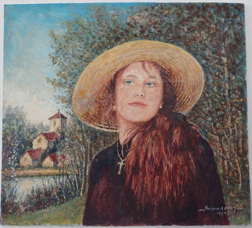 English  Schooltraditional English Painting Portrait Of Girl With Auburn Hair In Surrey England20th Century photo furniture