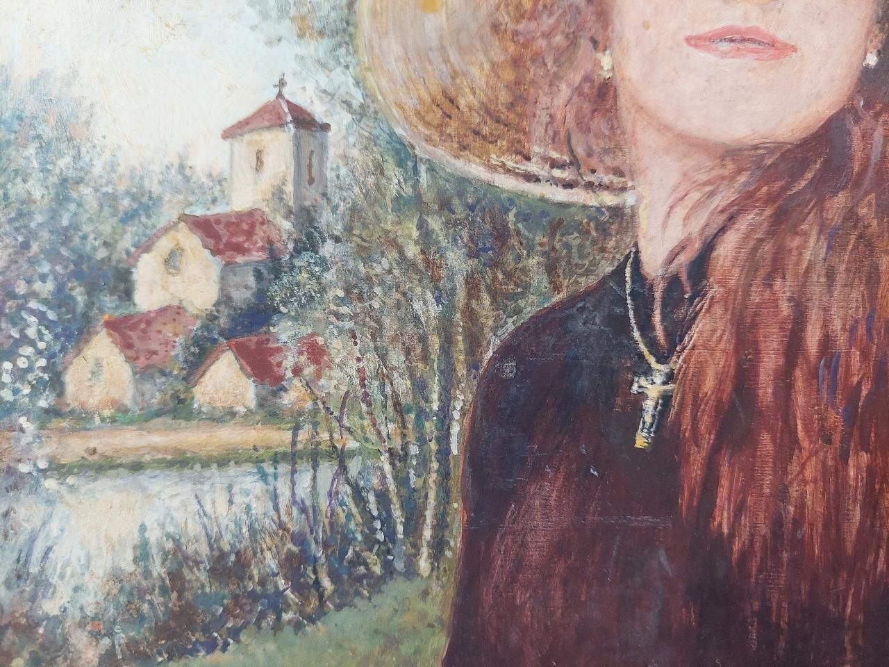 English  Schooltraditional English Painting Portrait Of Girl With Auburn Hair In Surrey England20th Century photo vintage