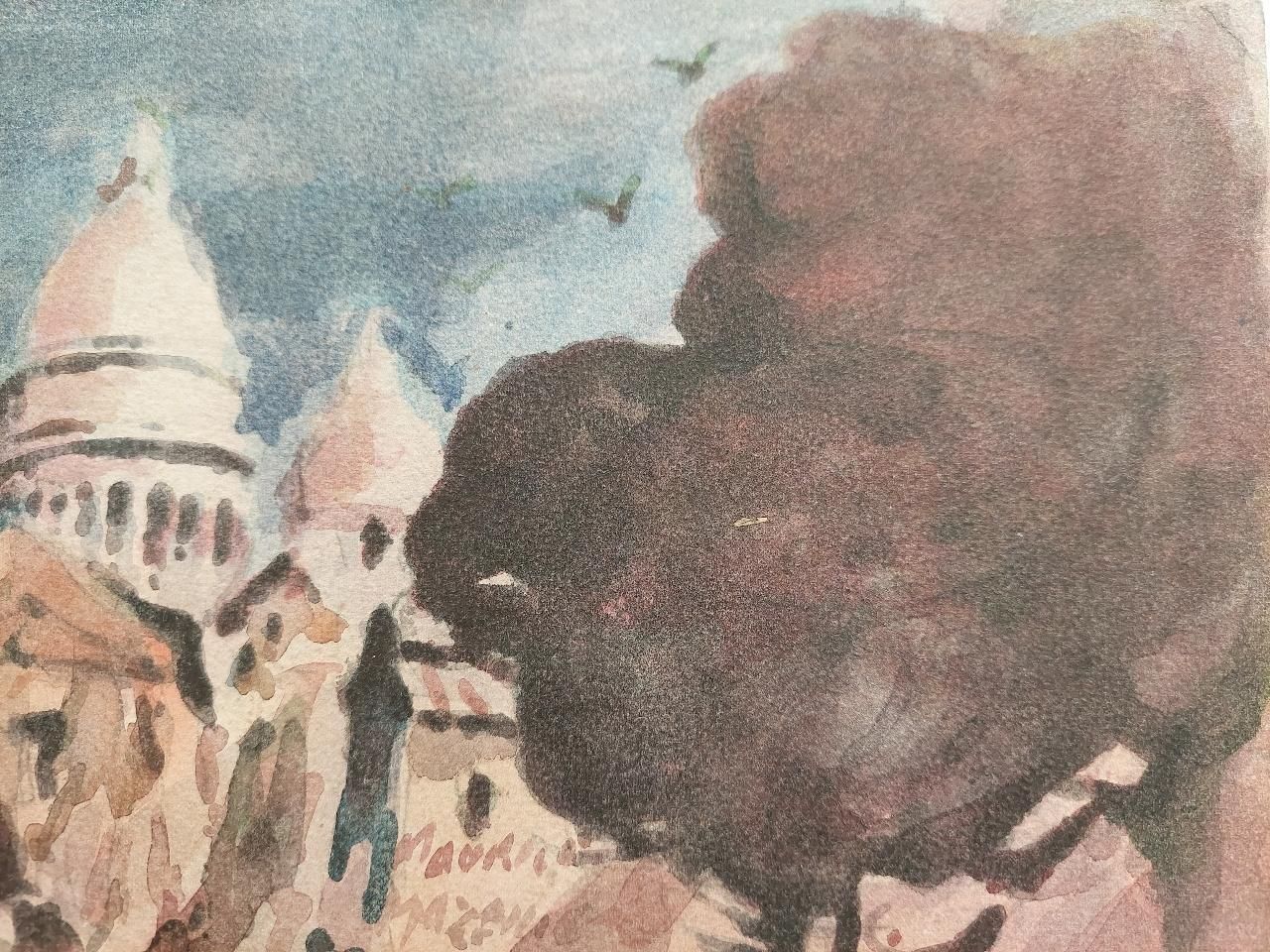 Maurice Mazeiliefrench Modernist Cubist Painting Sacre Coeur In Paris21st Century photo vintage