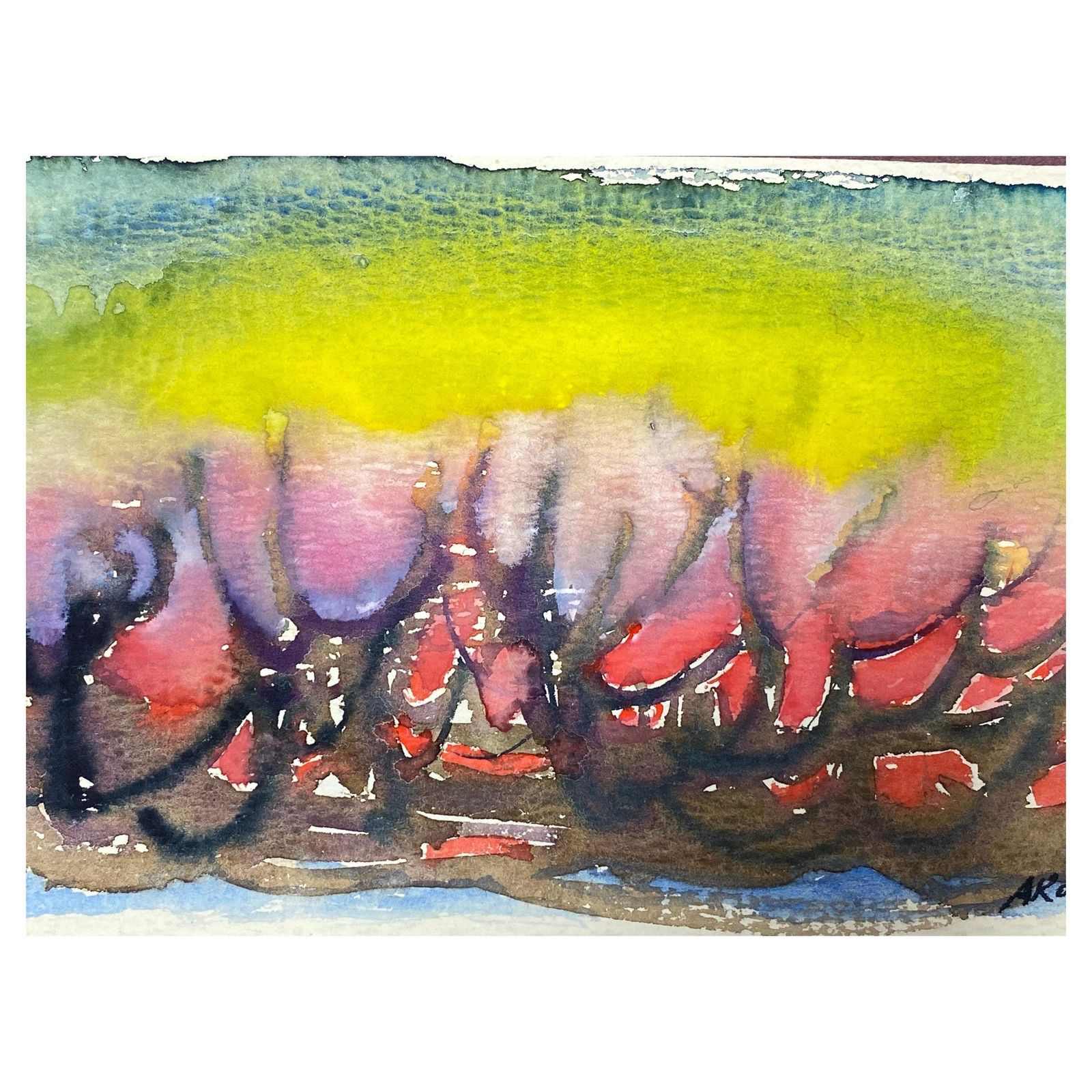 Akos Birocolourful Abstract, French Expressionist Original Paintingcirca 1960s