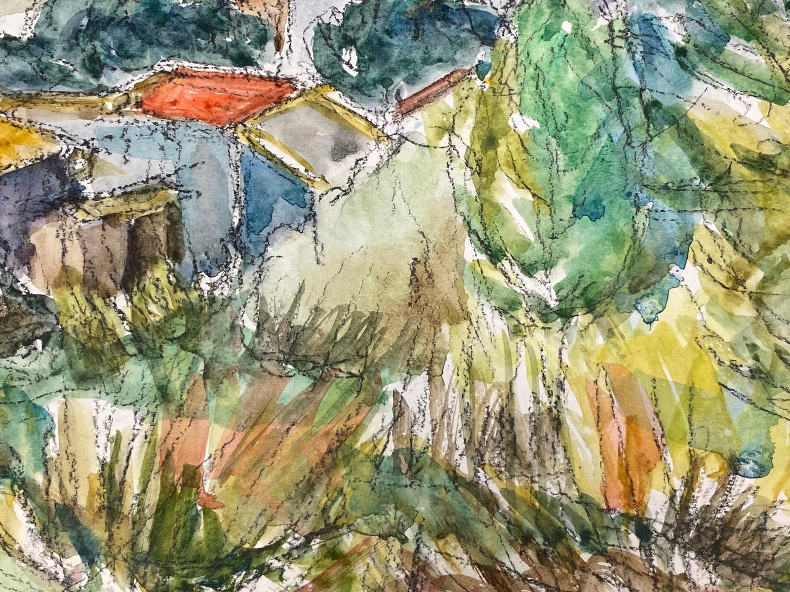 Akos Biroprovence Countryside Landscape Red Roofs French Expressionist Original Paintingcirca 1980s photo 695.0