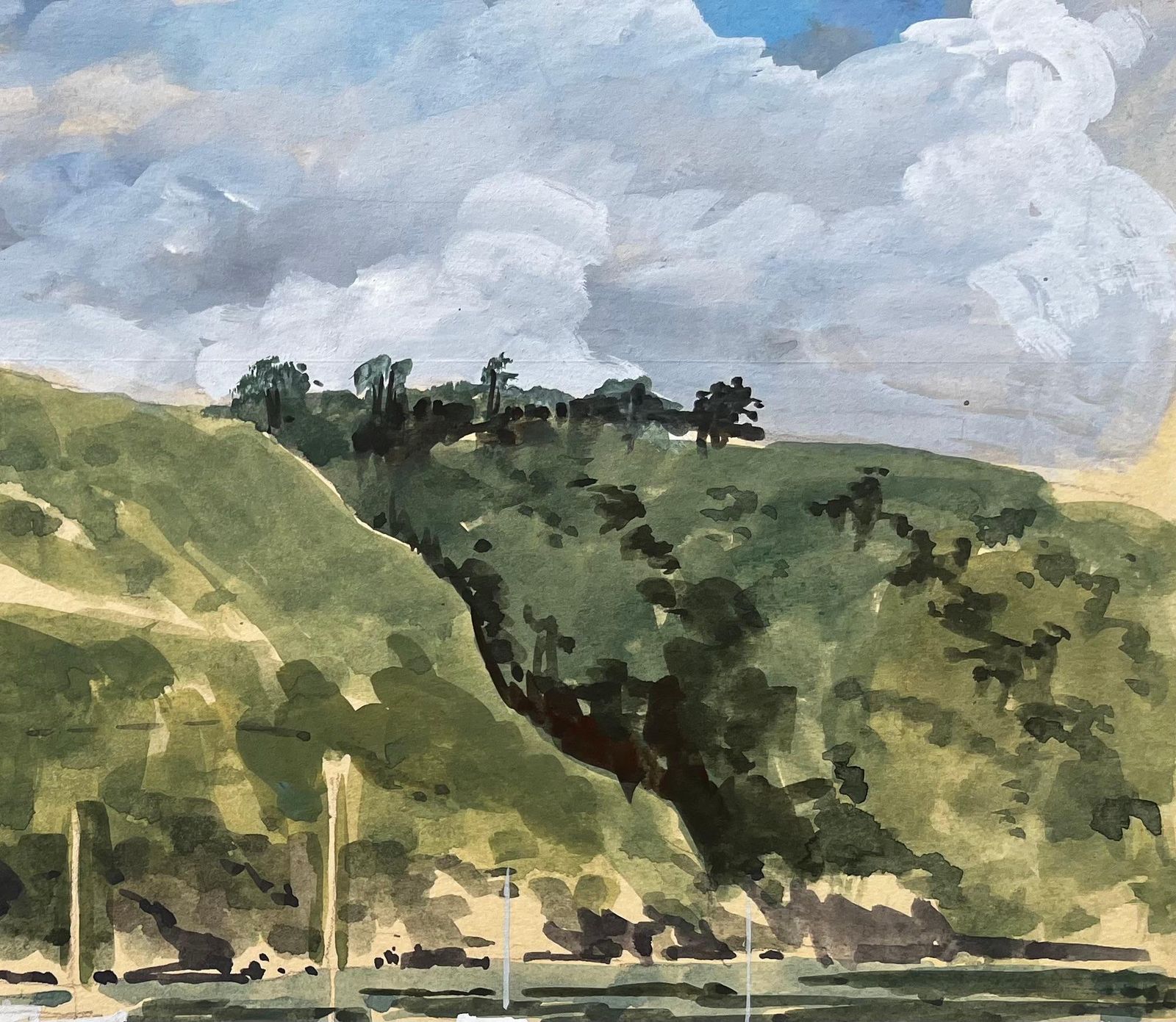 Anthony Herbertharbour At Low Tide With Boats And Cliffs Fishguard Wales 1979 Watercolour1979 photo 438.0