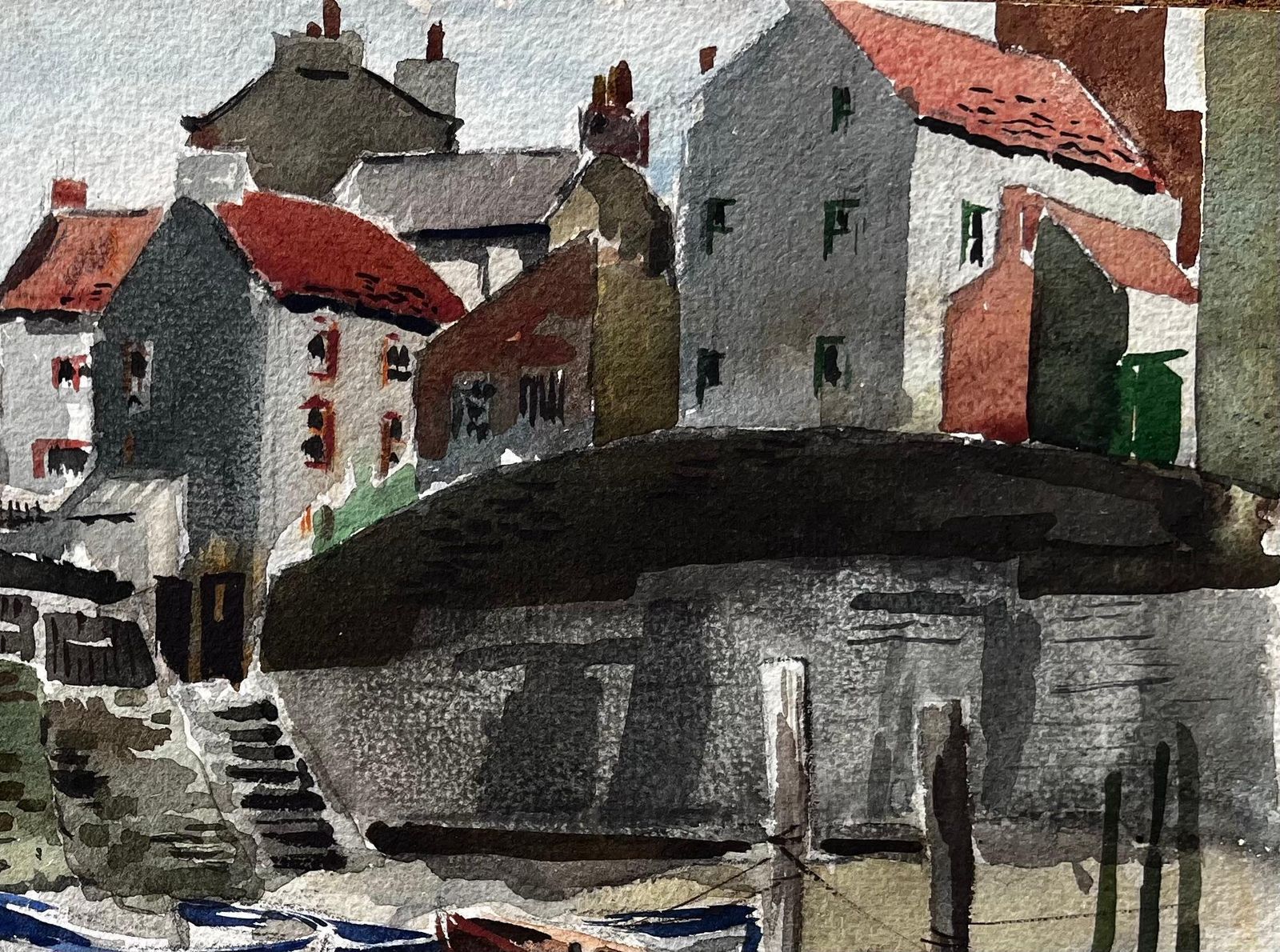 Anthony Herbertstaithes Harbour With Boats And Red Roofed Cottages North Yorkshire Coast photo for sale